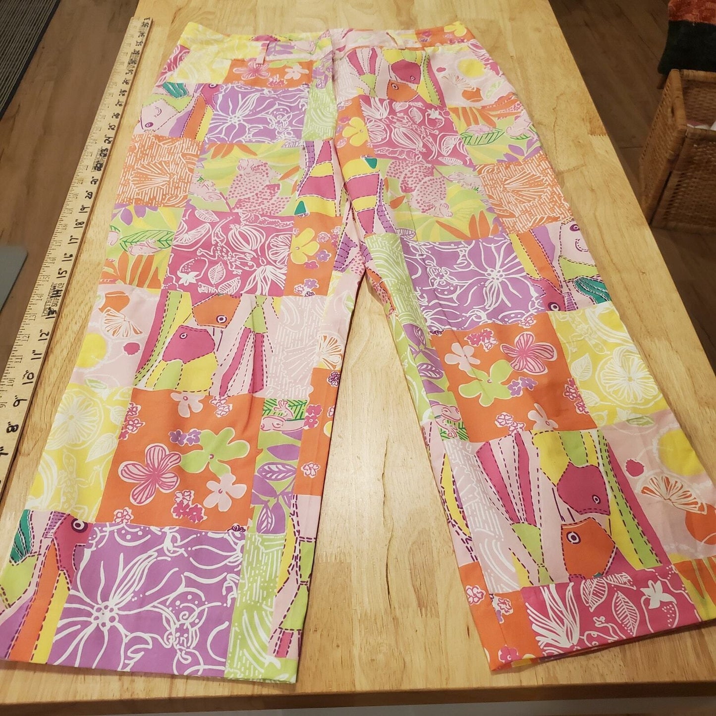 Lilly Pulitzer Colorful Fish & Frog Print Pastel Color Pants Size 6