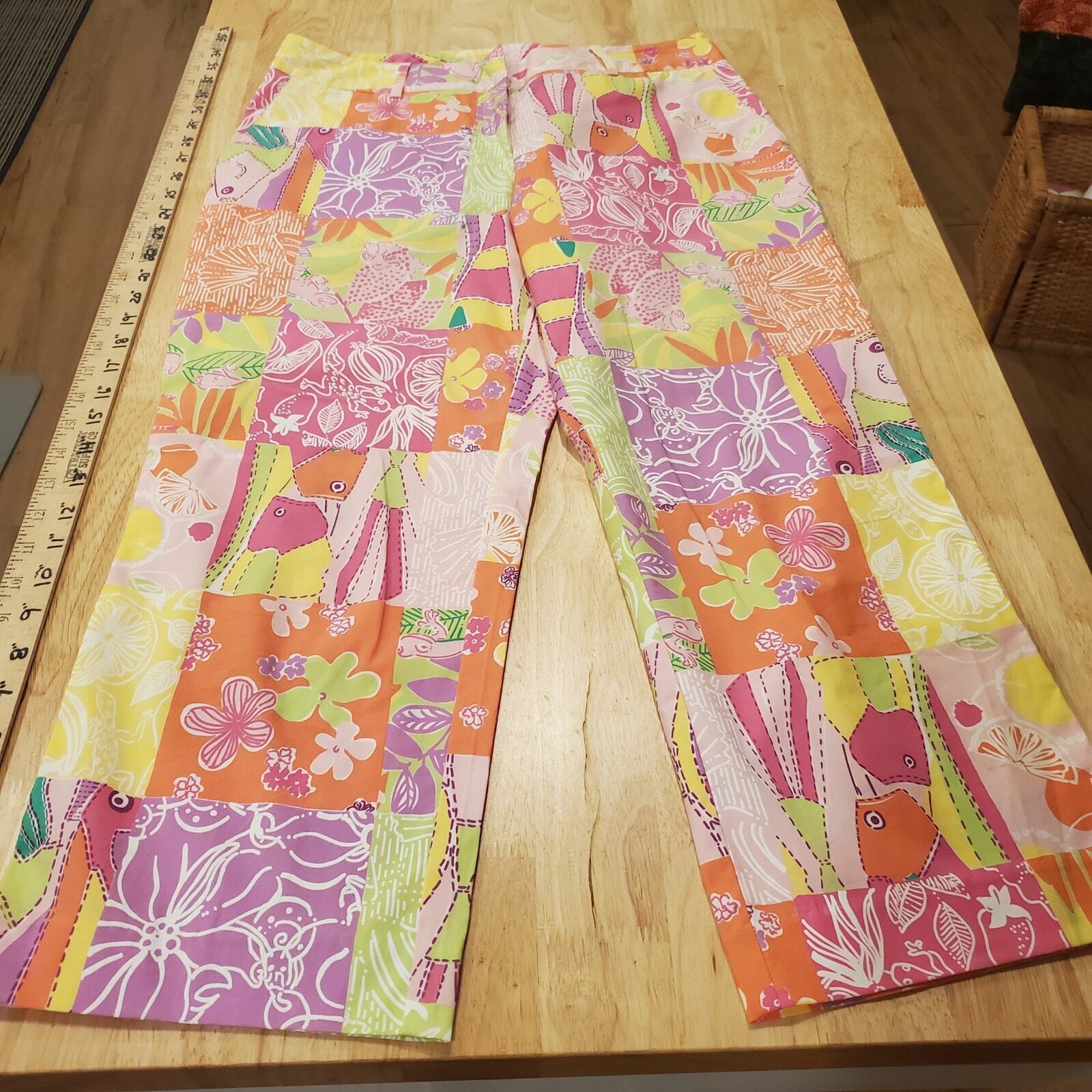 Lilly Pulitzer Colorful Fish & Frog Print Pastel Color Pants Size 6