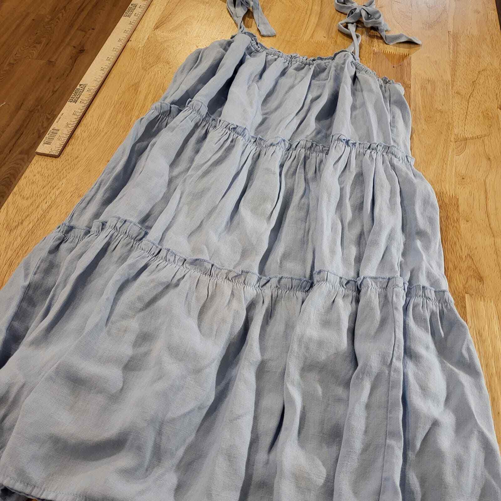 Light Cornflower Blue Lined 2 Tiered Mini Dress Tie Shoulder Adjustable Straps