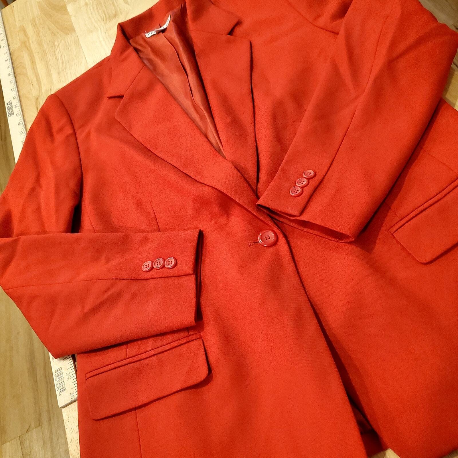 Pendleton VINTAGE  100% Virgin Wool  Red Blazer Size 16 22" Pit 2 Pit Pockets 