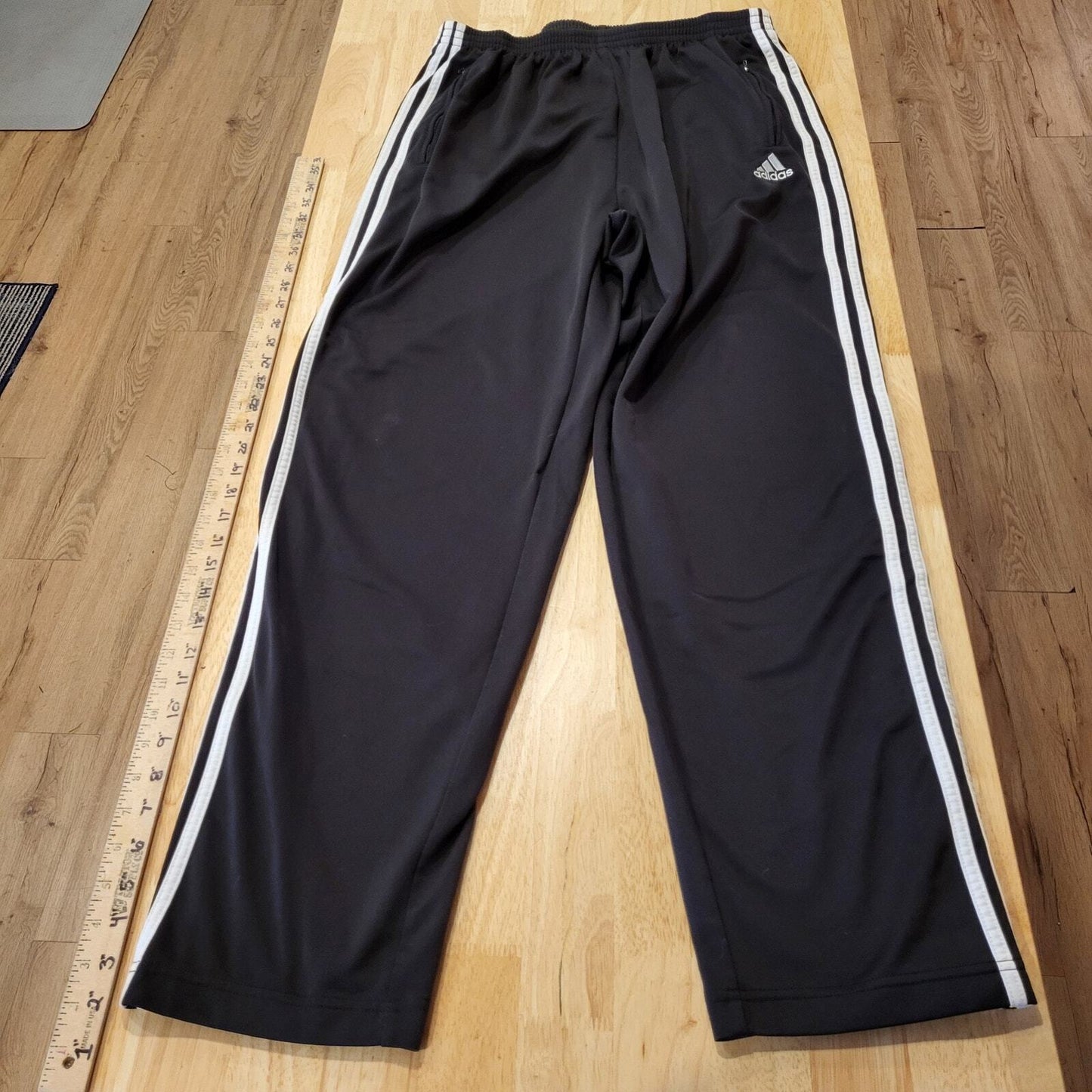 Adidas Extra Large Black Break Away Track Pants Elastic Waist Snap Stripe white