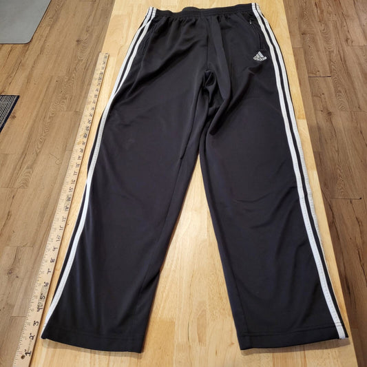 Adidas Extra Large Black Break Away Track Pants Elastic Waist Snap Stripe white