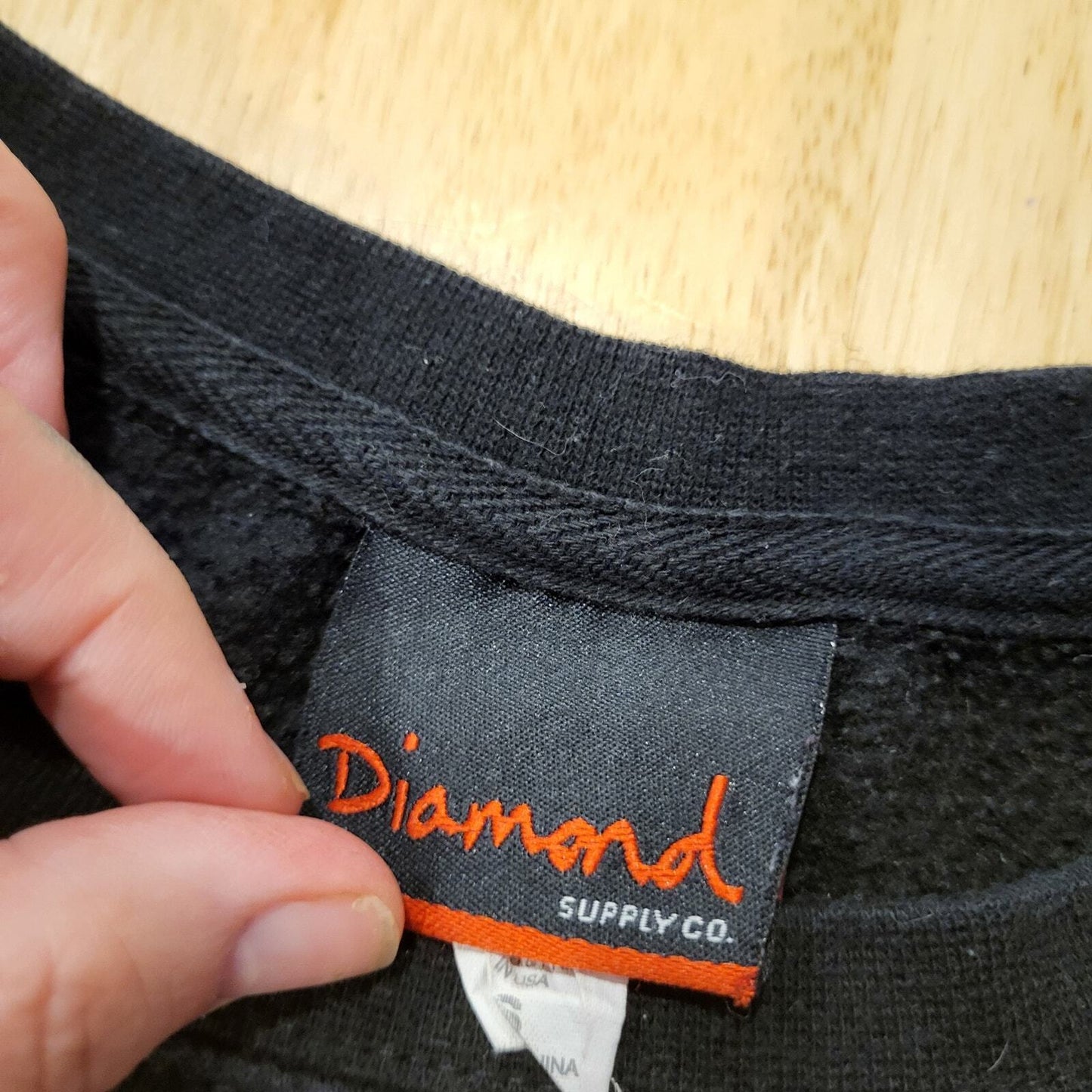 Diamond Supply Company Black Pullover Sweatshirt 19" P2P 21" Long small