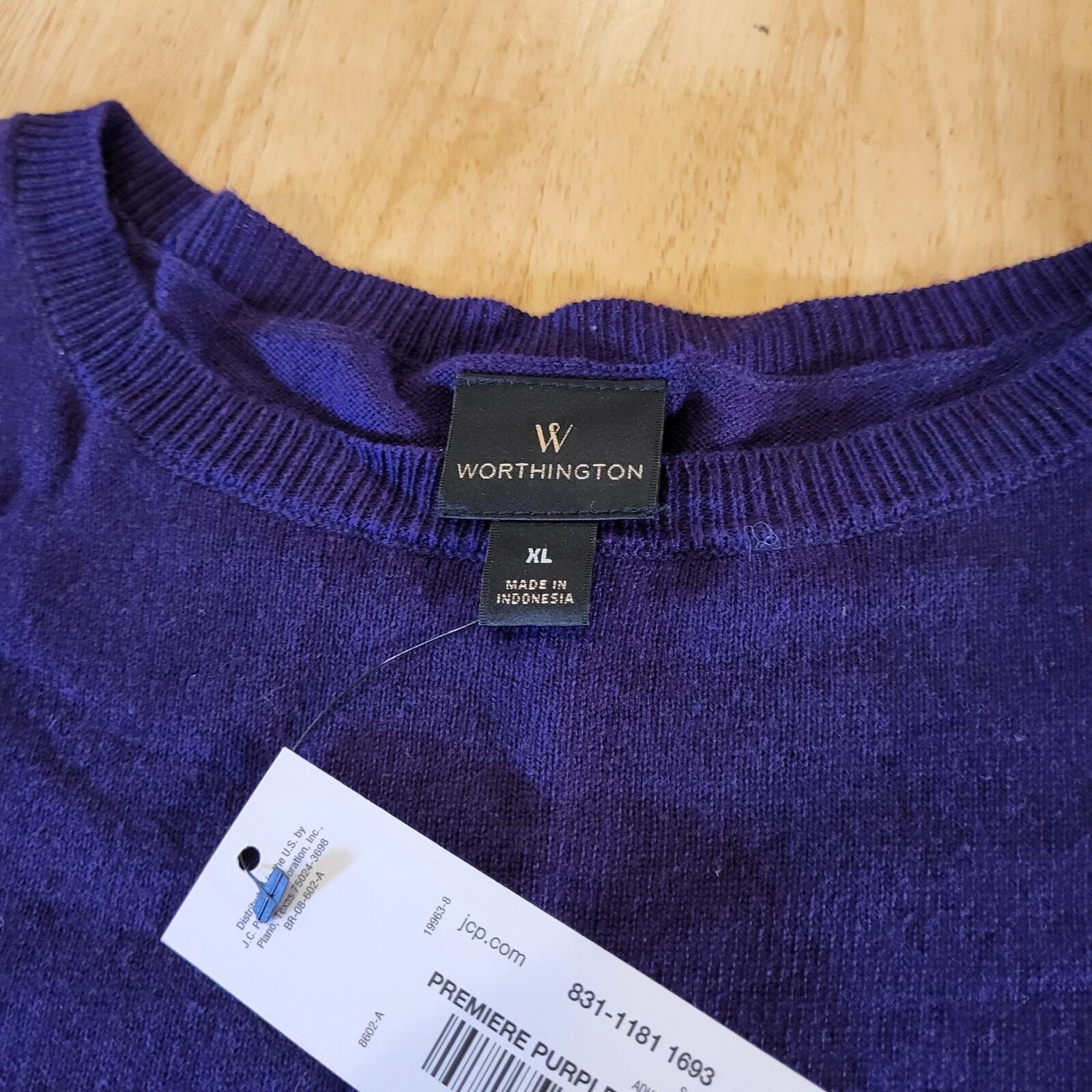 NWT Purple Knit Long SLEEVE Worthington  Sweater 20" P2P