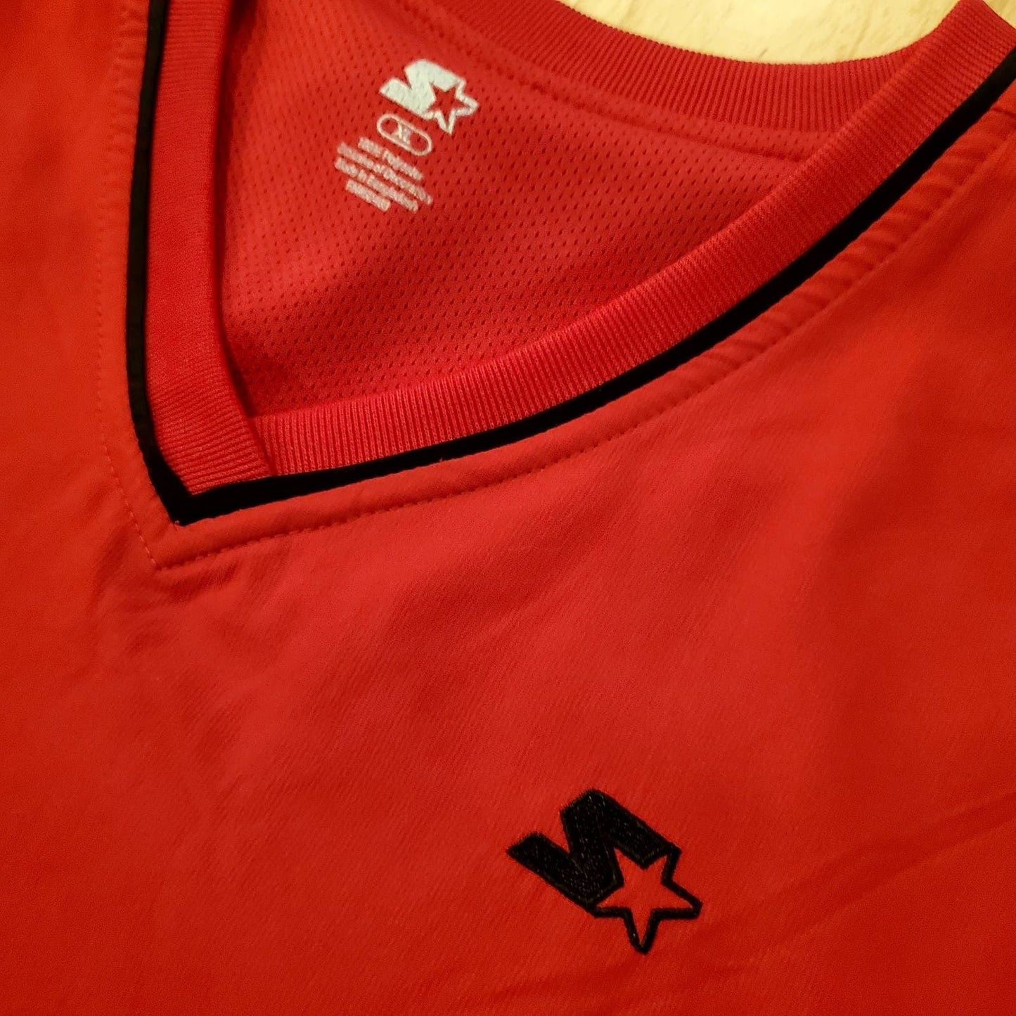 Vintage Starter V Neck Pullover Red Pockets Drawstring Hem Athletic XL