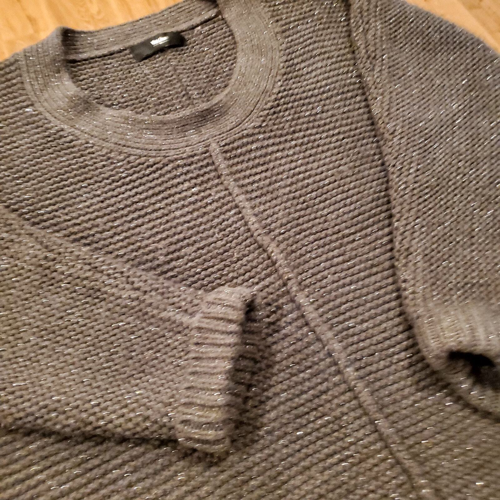 Mossimo Gunmetal Gray Sweater with Silver Metallic Fleck Medium Chunky Knit Soft