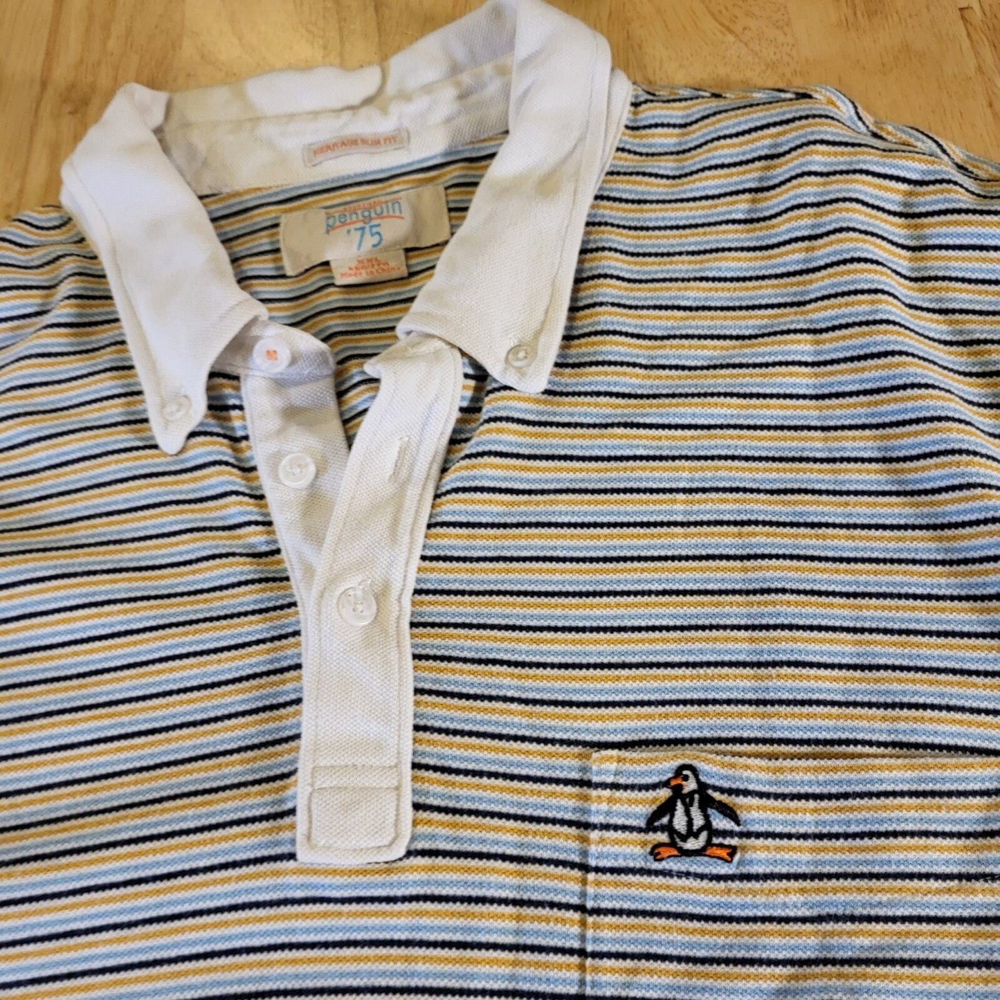 Penguin Heritage Fit XXL Blue & Orange Golf Polo Contrast Collar '75 23" p2p
