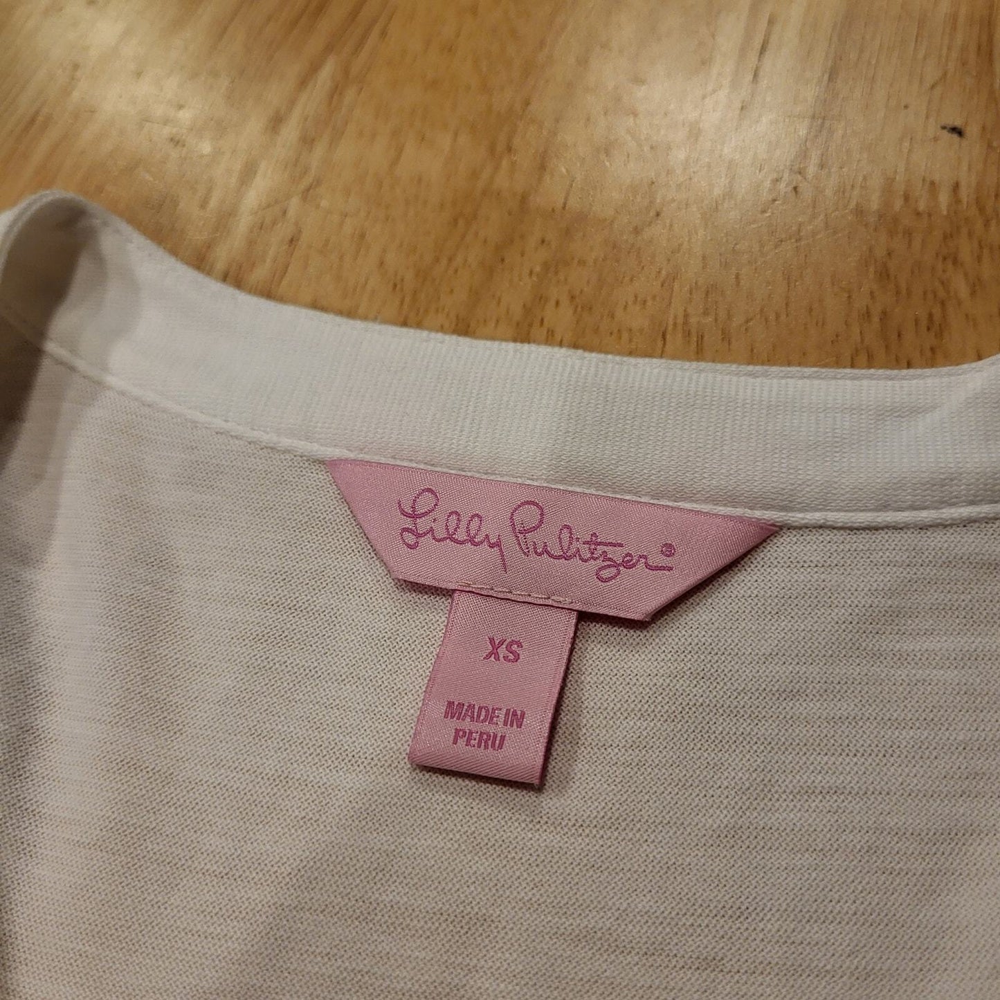 Lilly Pulitzer Jersey Long Sleeve Notch Collar Gold Button Long Sleeve Top XS