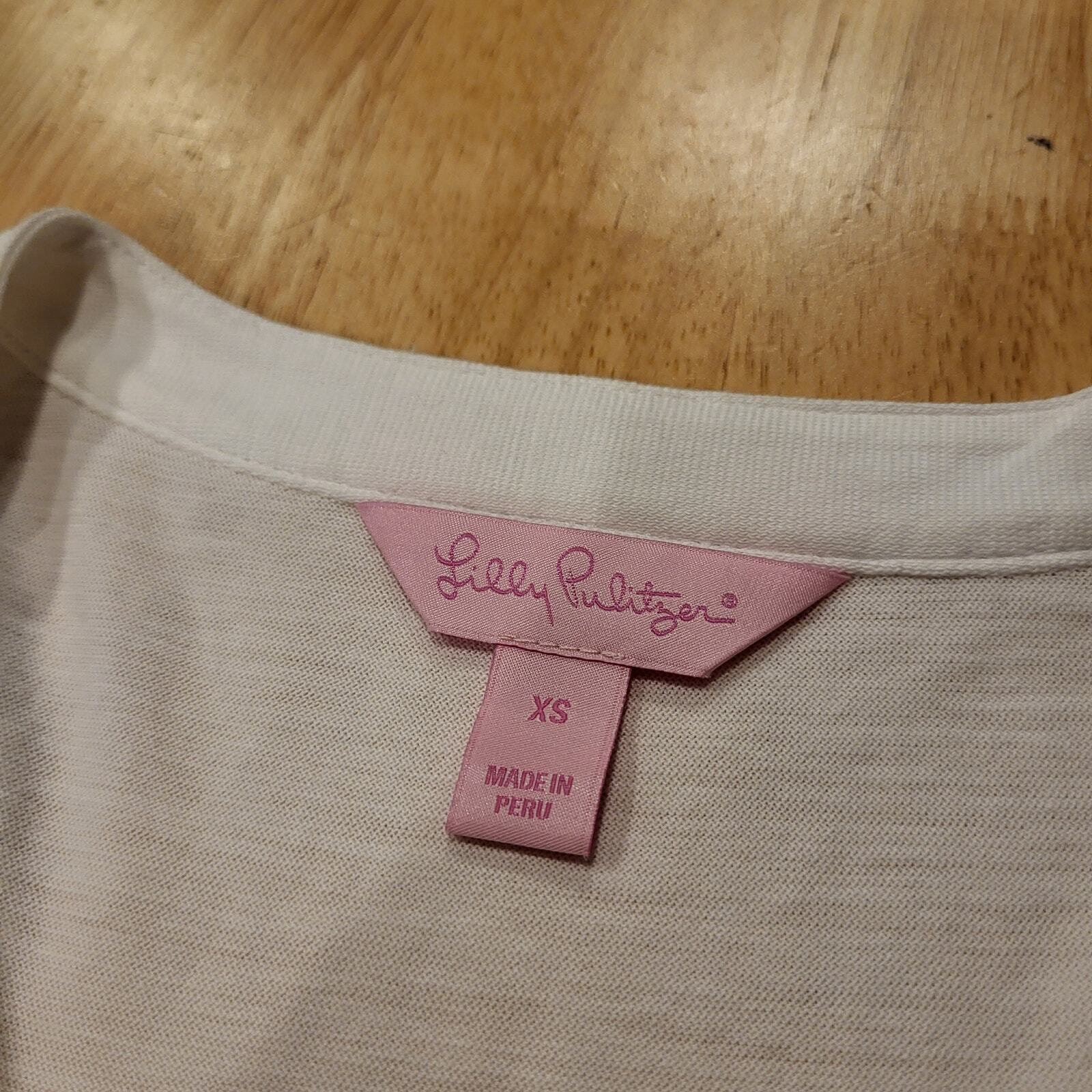 Lilly Pulitzer Jersey Long Sleeve Notch Collar Gold Button Long Sleeve Top XS