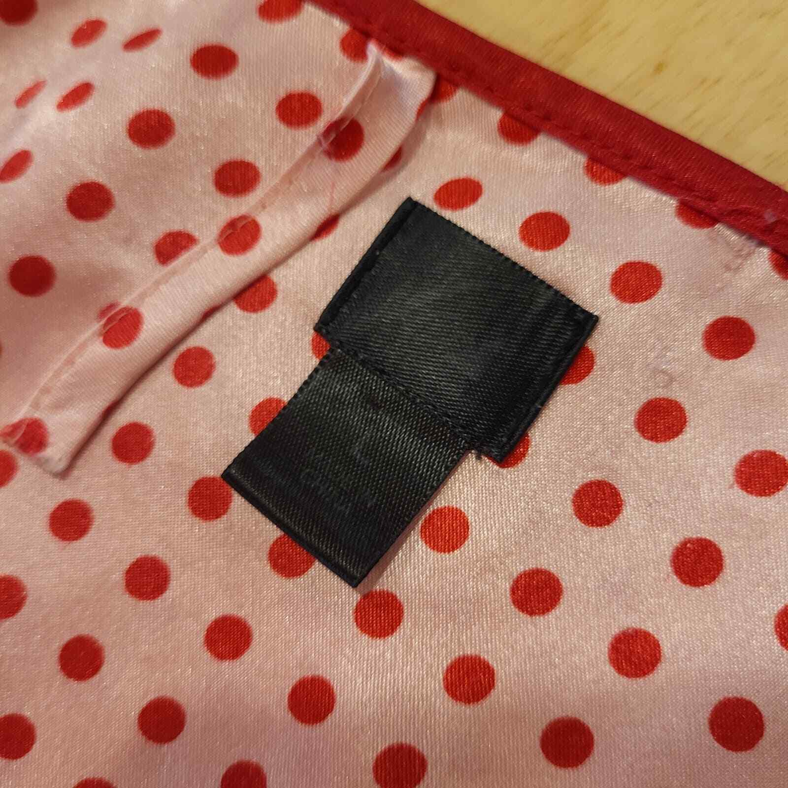 Pink & Red Polka Dot Satin Short Robe Lace Detail 26" Pit To Pit