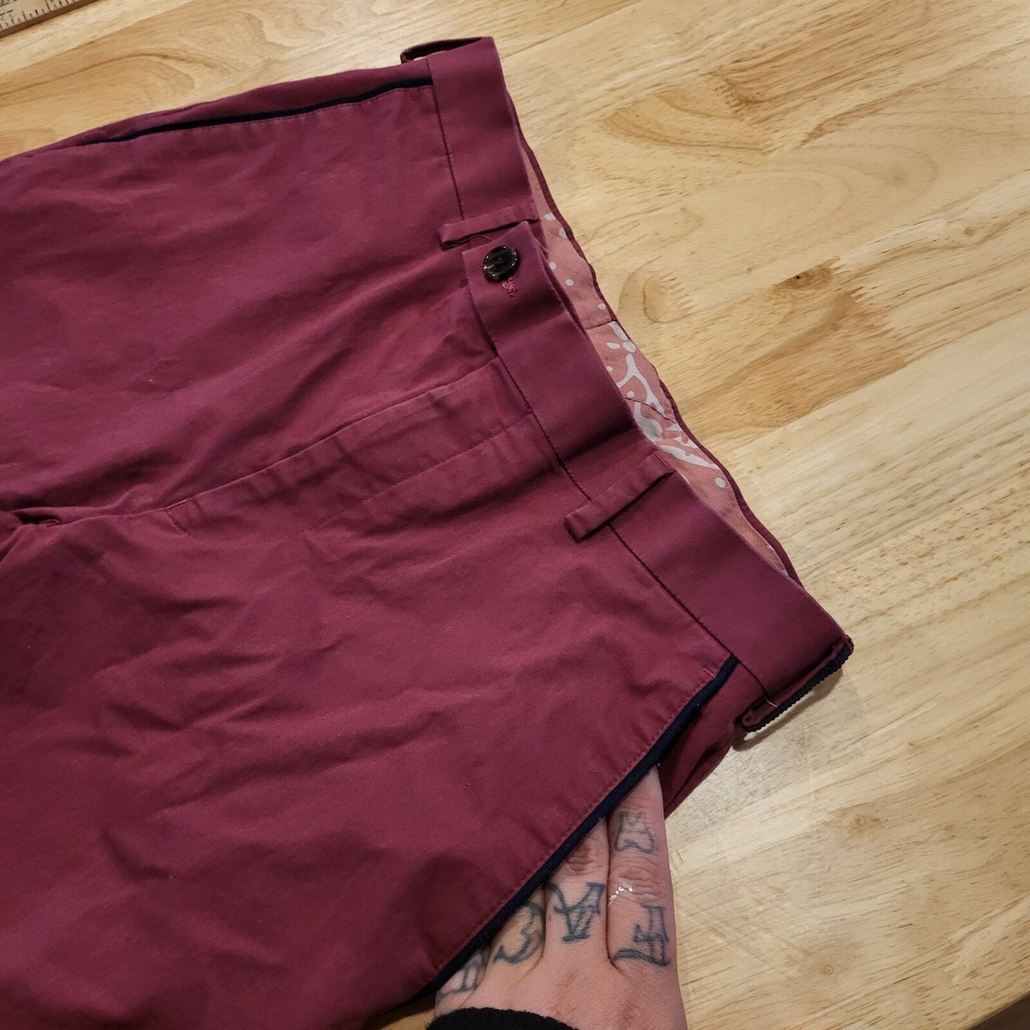   Ralph Lauren 16 Teen Maroon Tuxedo Slacks Side Stripe 28" Waist