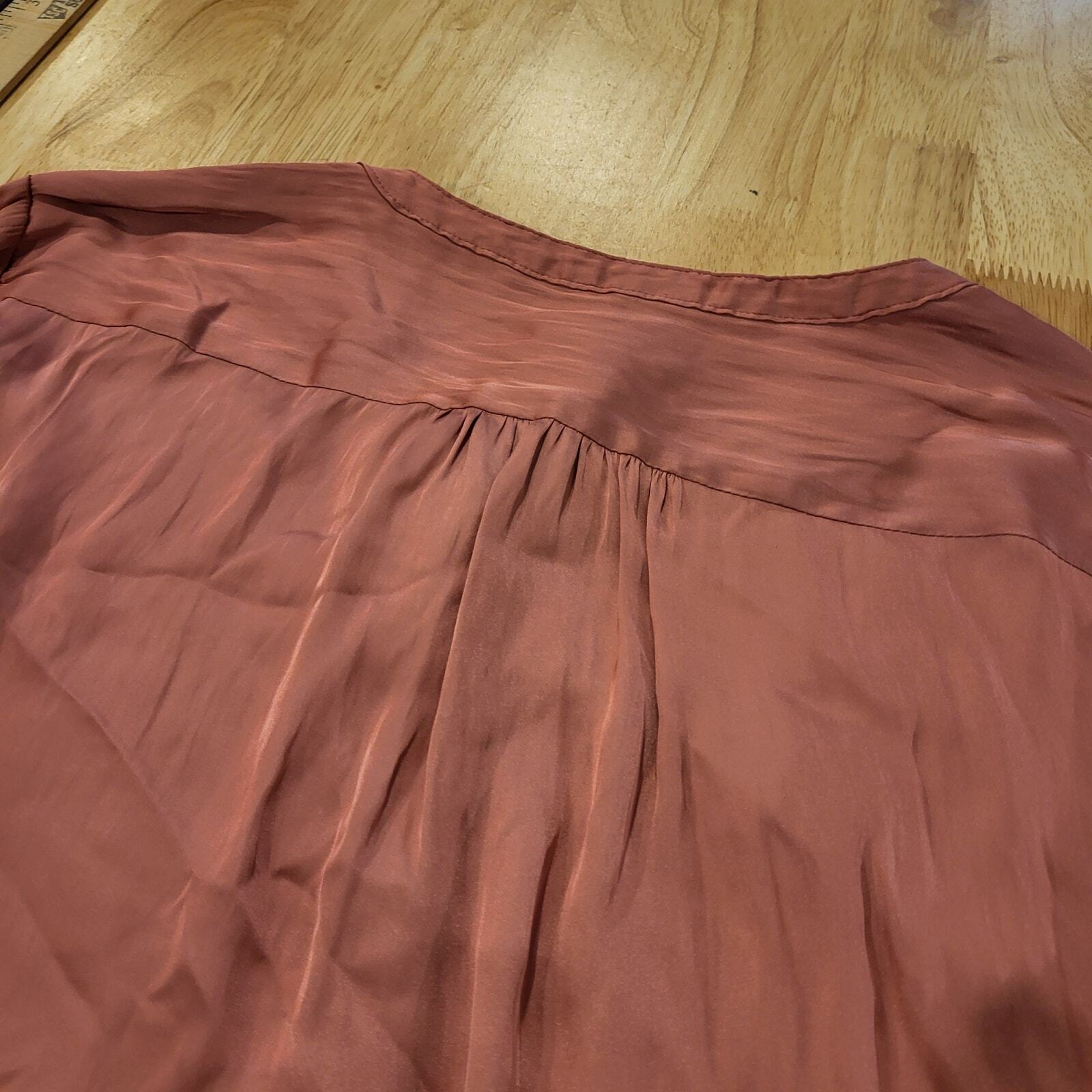 Re-Imagined J. Crew Pink Satin Long Balloon Sleeve Tie Pleat Detail Blouse 23"