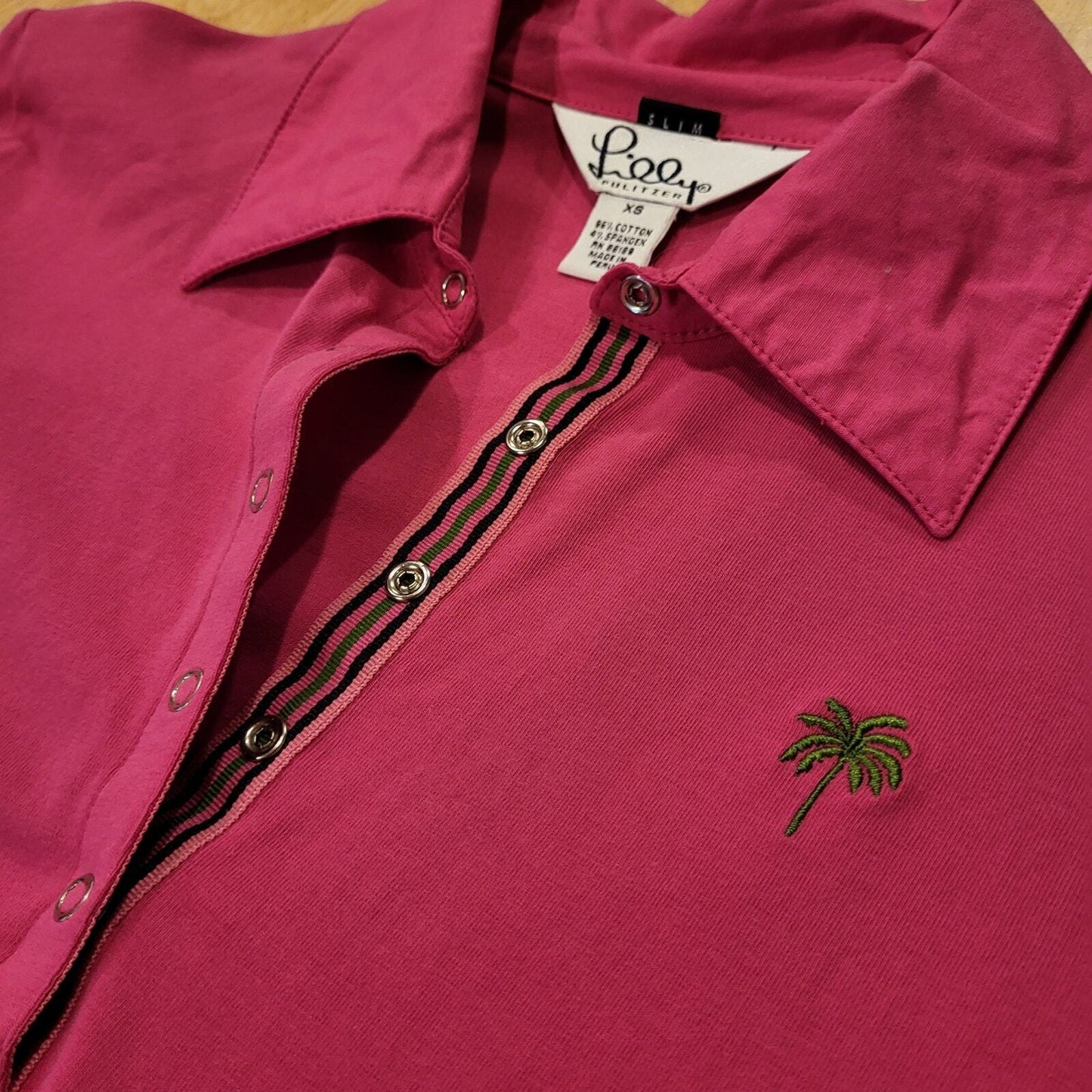 Lilly Pulitzer Pink Long Sleeve Golf Polo contrast detail small