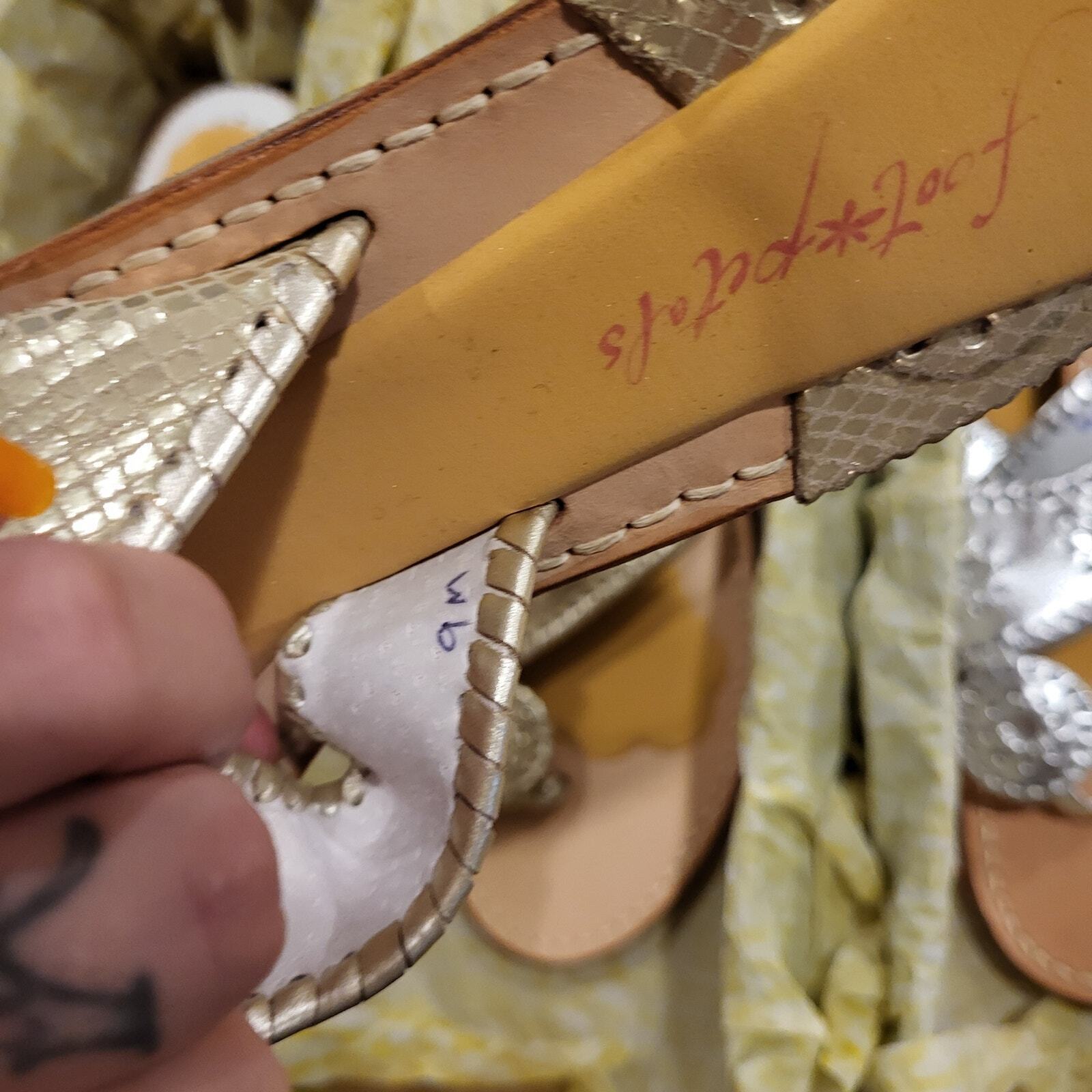Lot of 3 Pairs of Ladies Foot Petals Sandals Metallic Disc Design 9M  Lite Ware