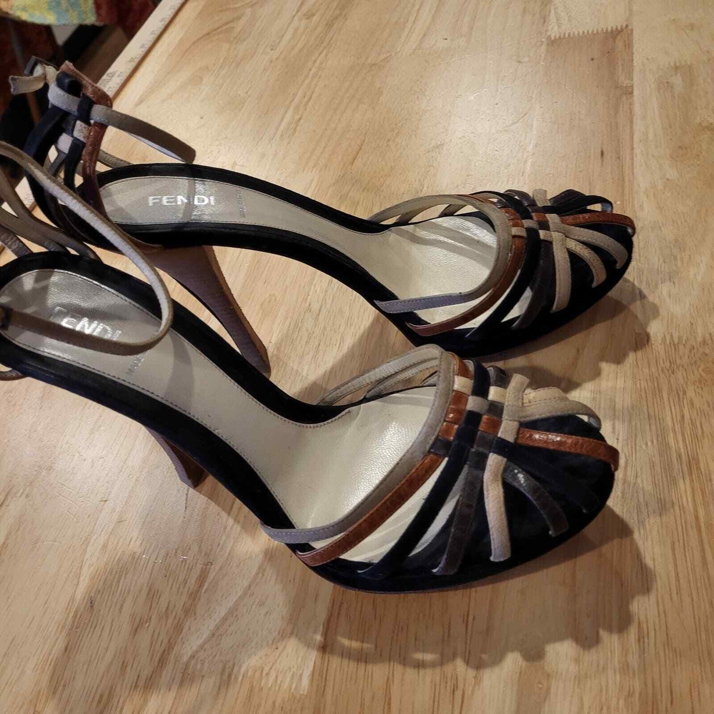 Strappy Leather Multi-color Fendi Stilletto Heals 41 Ankle Strap 