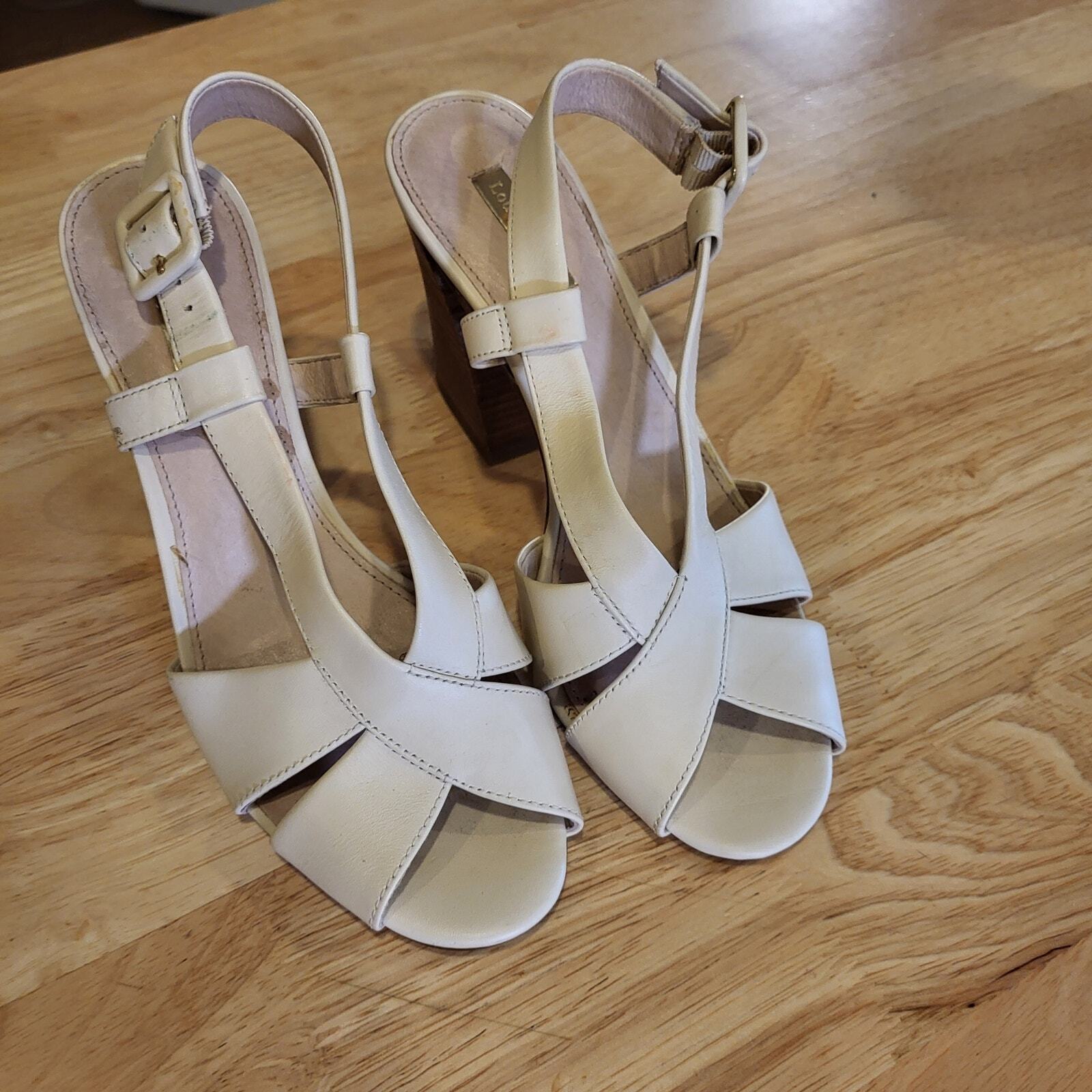 Louise Et Cie Light Beige Block Heal Strappy Sandel 8M 38 1/2 