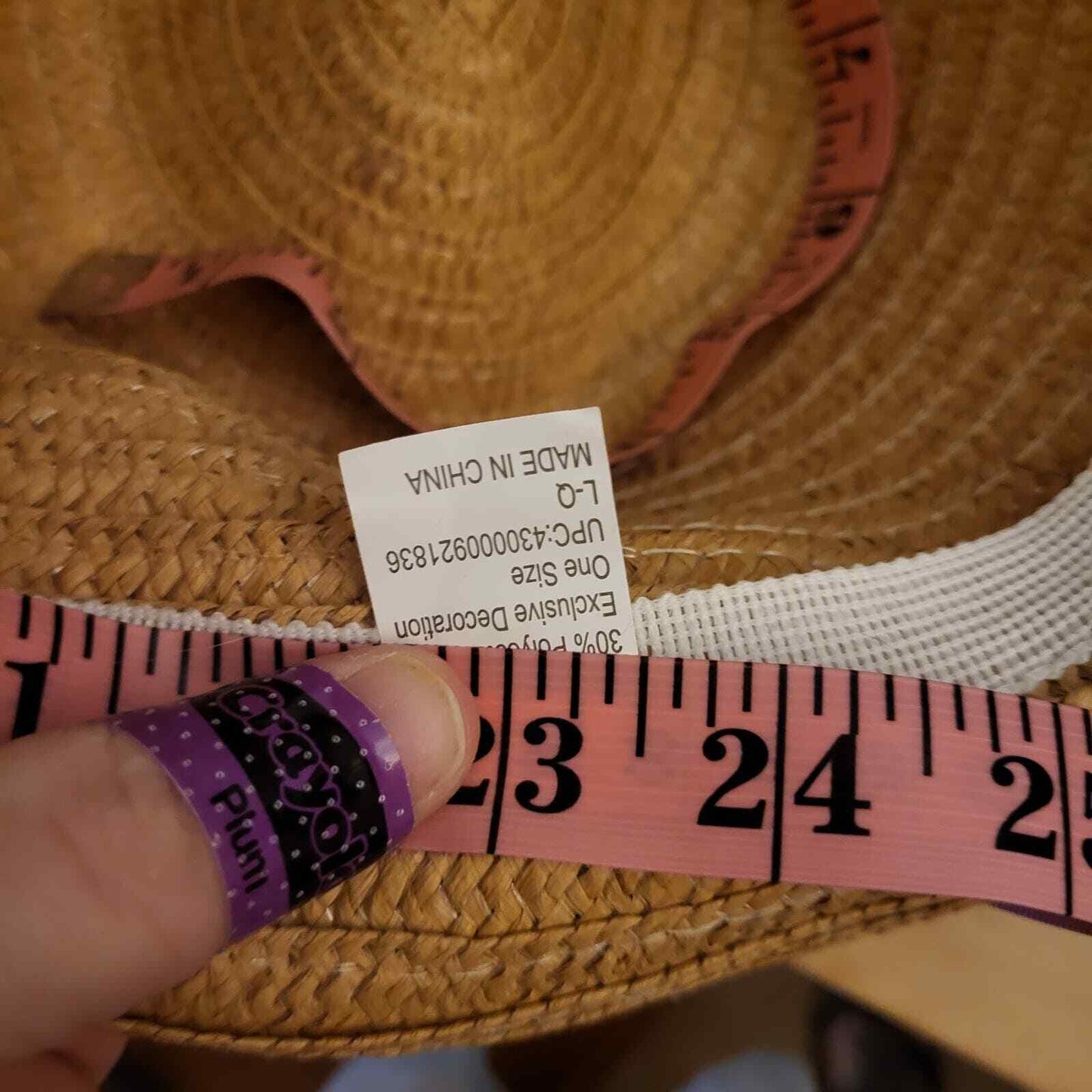 Paper Straw Fedora Hat Black Pom Poms 23" 