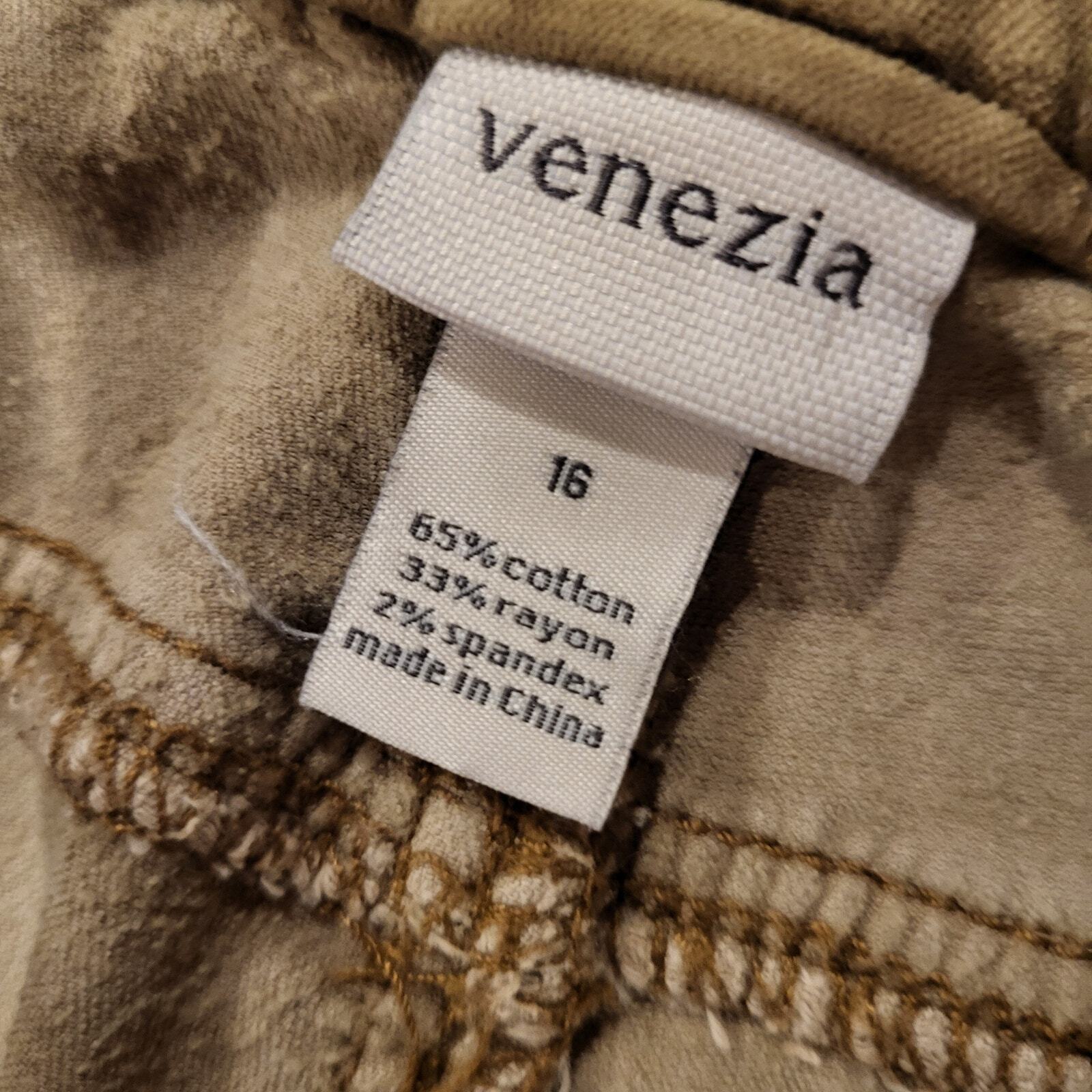 Vanezia Camel Soft Cotton Blend Velvet Straight Leg Pants SZ. 16 29" Inseam