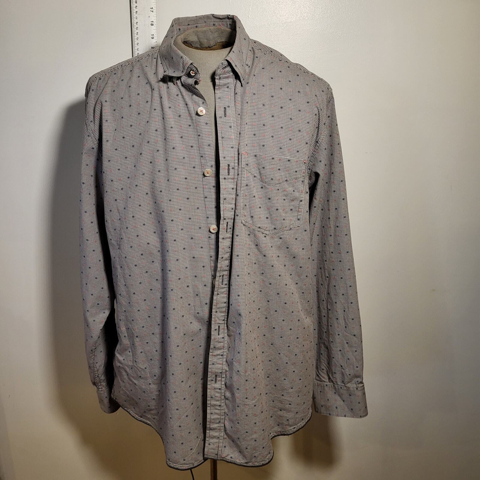 Tommy Bahama Jeans Blue Striped Cotton Shirt XL Collar Button Pocket