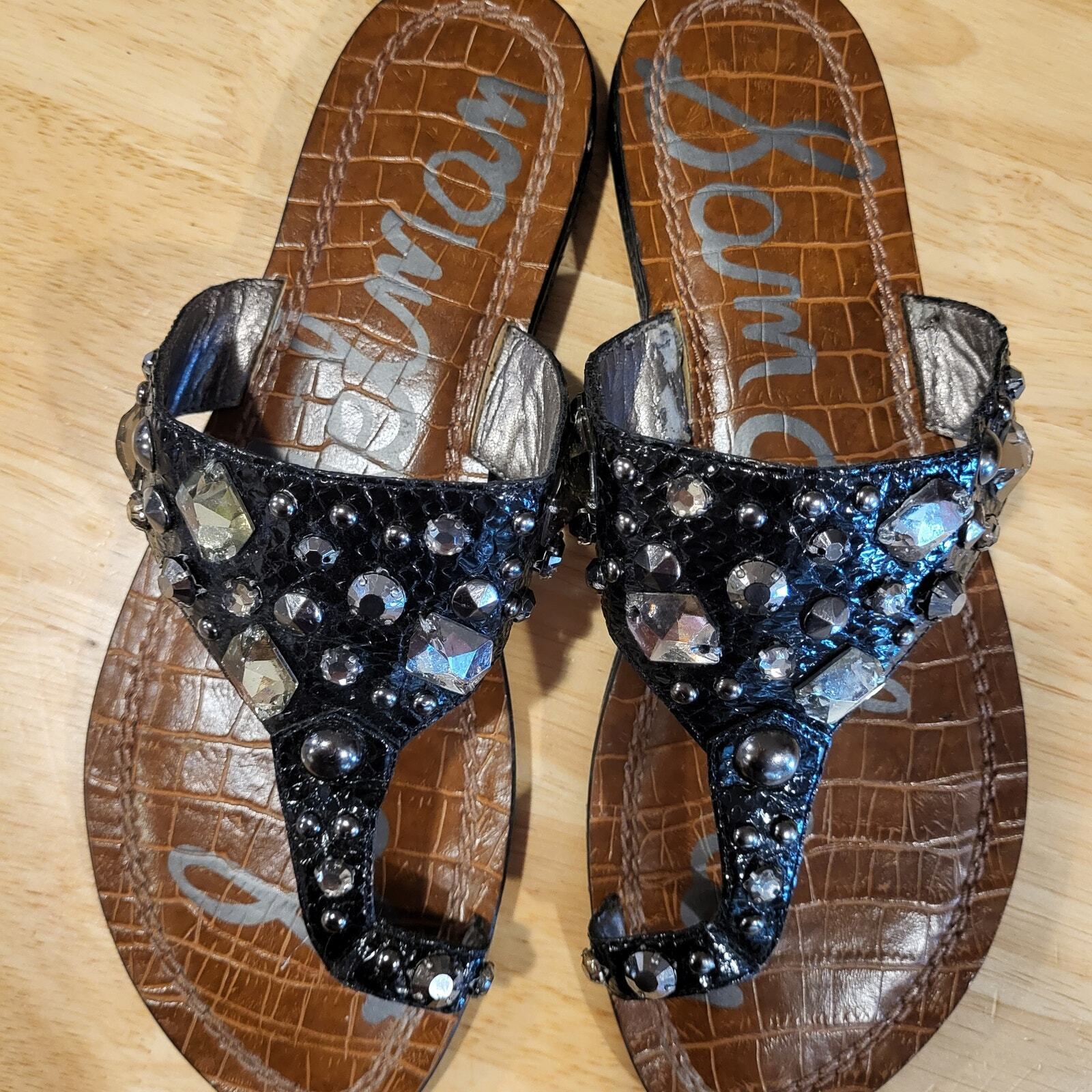 Black Gem Detail Sam Edelman Sandals Around Toe 8.5 M Gently Used
