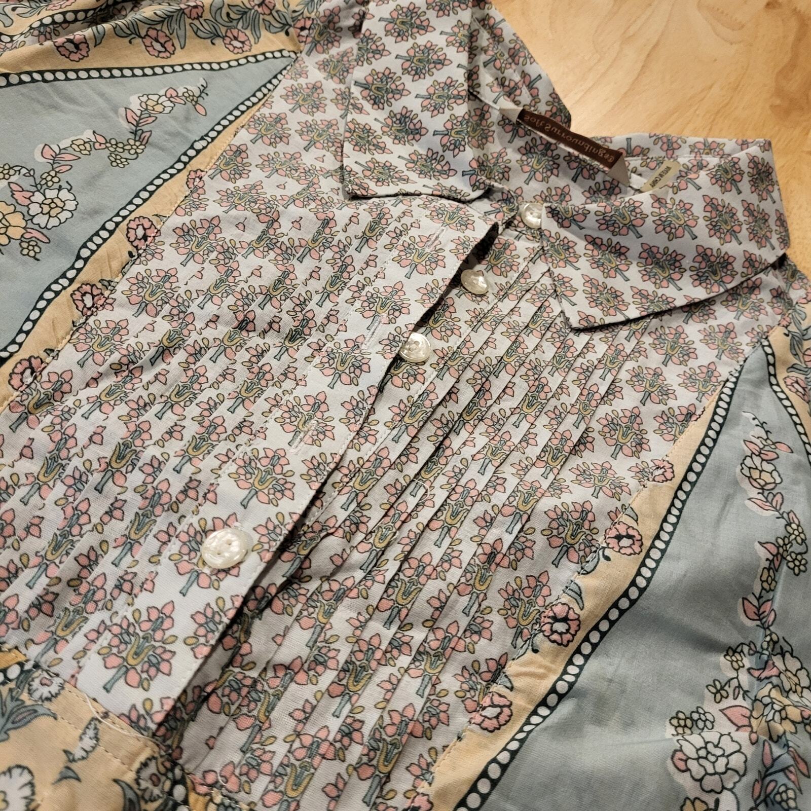 Soft Surroundings Voile Tabitha Tunic Blouse Paisley Petite Medium Collared