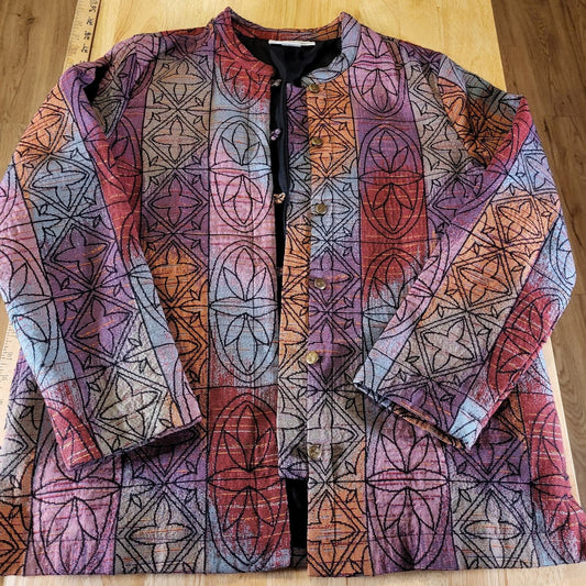Serengeti Catalog Colorful Stitch Geometric Gold Buttons Quilted Made in India L