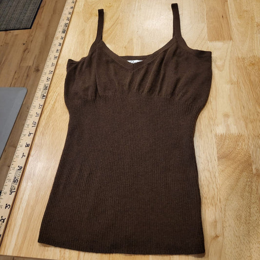 Lilly Pulitzer Brown knit sweater tank x-small 70% Cotton 20% Cashmere 10 Silk