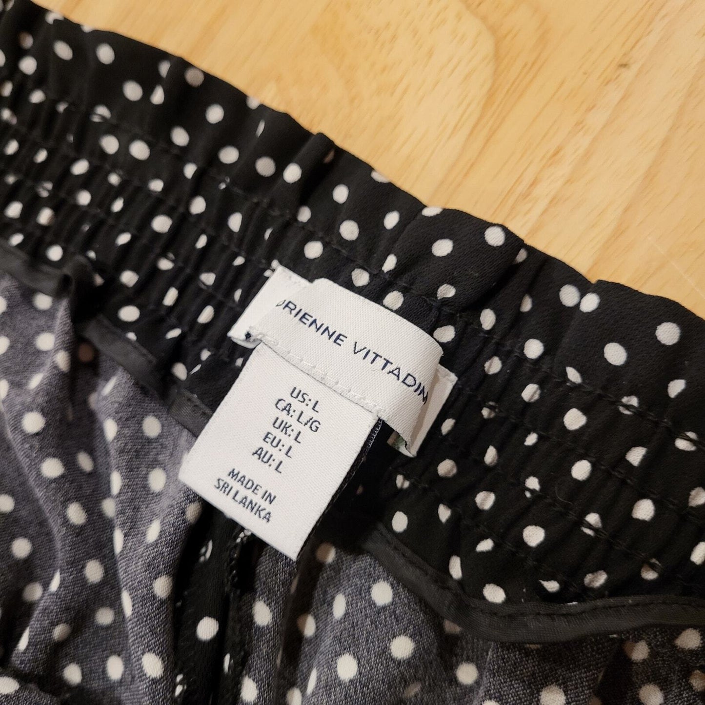 Adriene Vittadini Black & White Polkadot Elastic Waist Wide Leg Palazzo pants