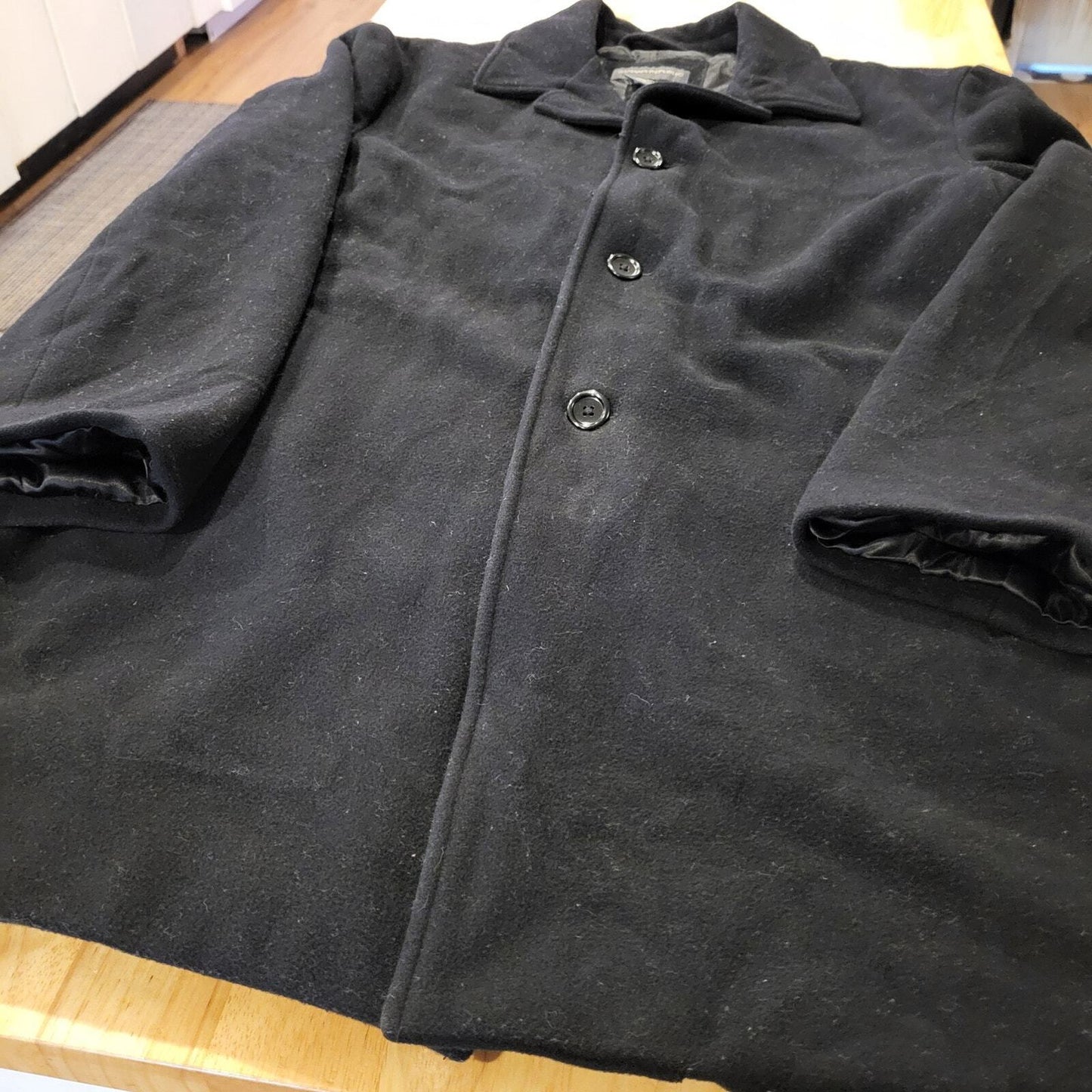 Black Wool Cashmere Banana Republic Pea Coat 25" P2P 34" Long Large