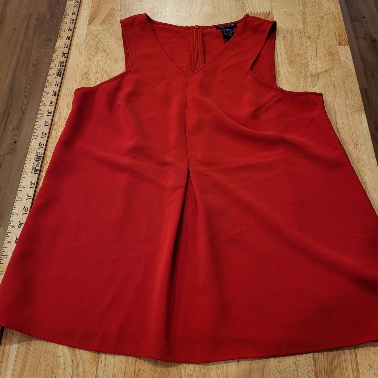 Red Doncaster size 8 Sleeveless Blouse Dart Detail  19" P2P 25" shoulder to hem