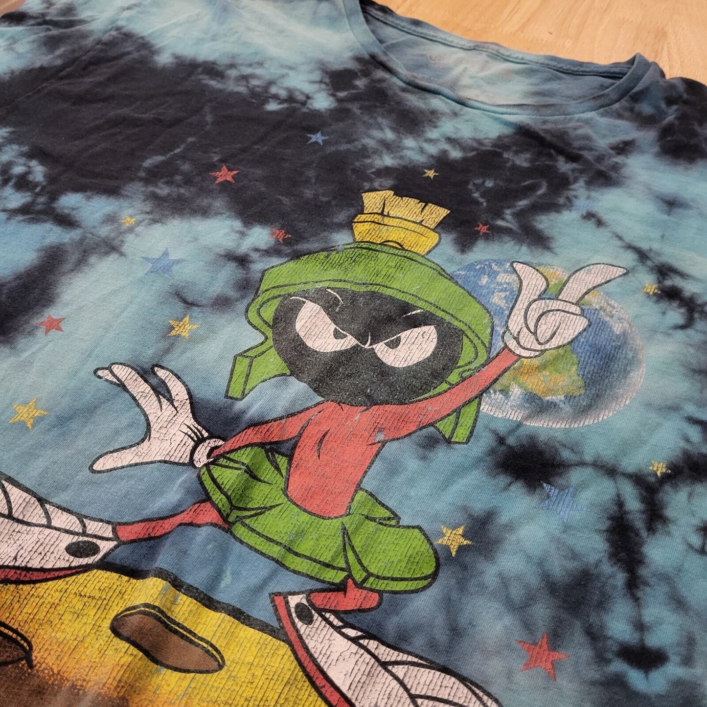 Vintage Tie Dyed Marvin The Martian Looney Toons TShirt XLarge 100% Cotton