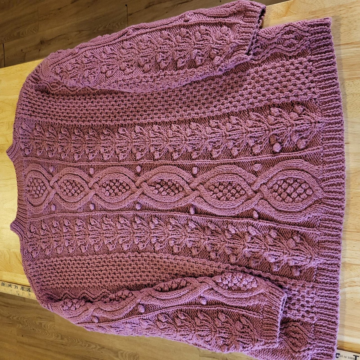 Vintage Express Tricot Handknit 55% Ramie 45% Cotton Pink Oversized Shoulder Pad