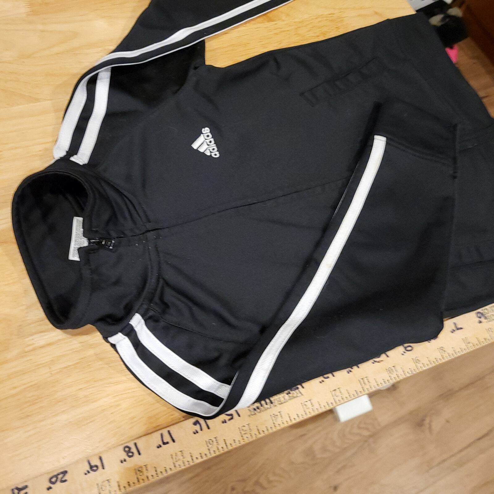 Adidas 3 Stripe Kids Zip Front Soccer Jacket Back Detail Size 5