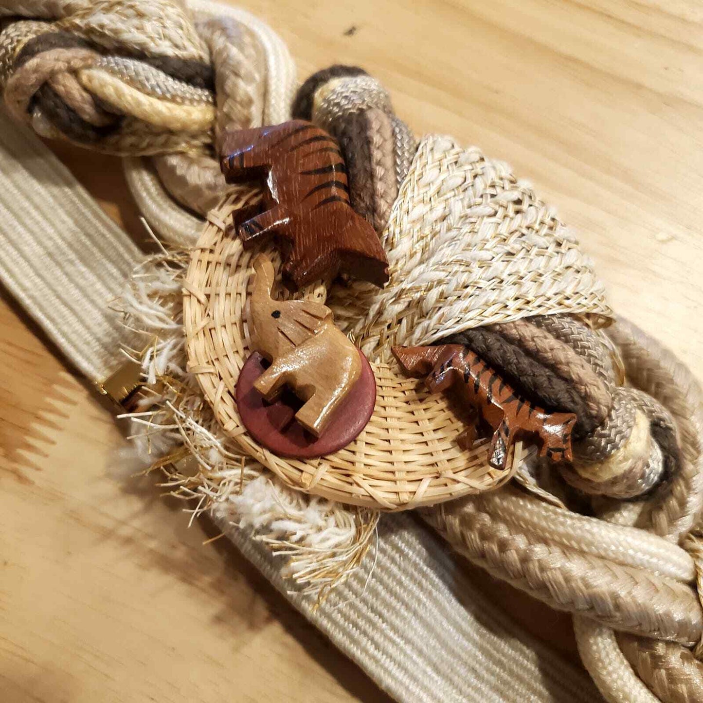 Leather Shop African Safari Wooden Animal Belt Elastic