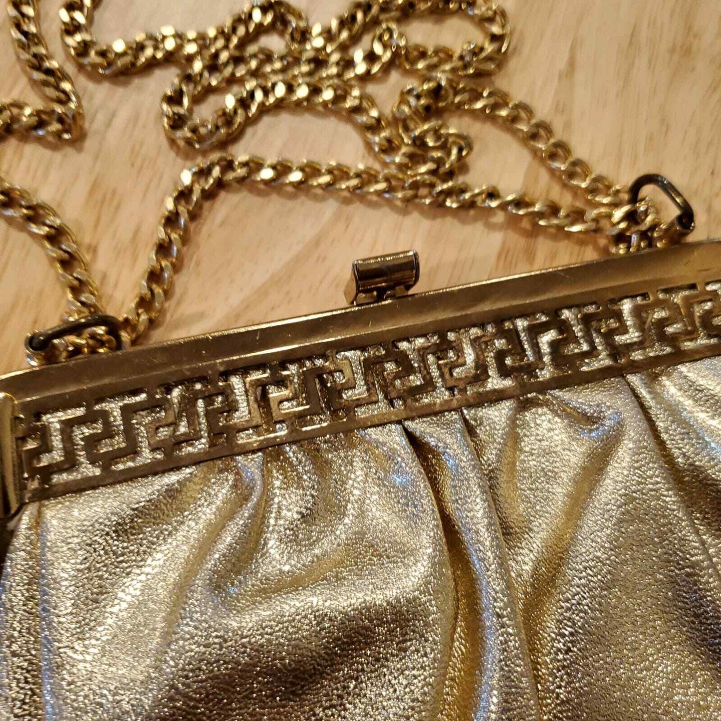 Vintage Gold Clasp Purse Chain Strap Attached Coin Purse