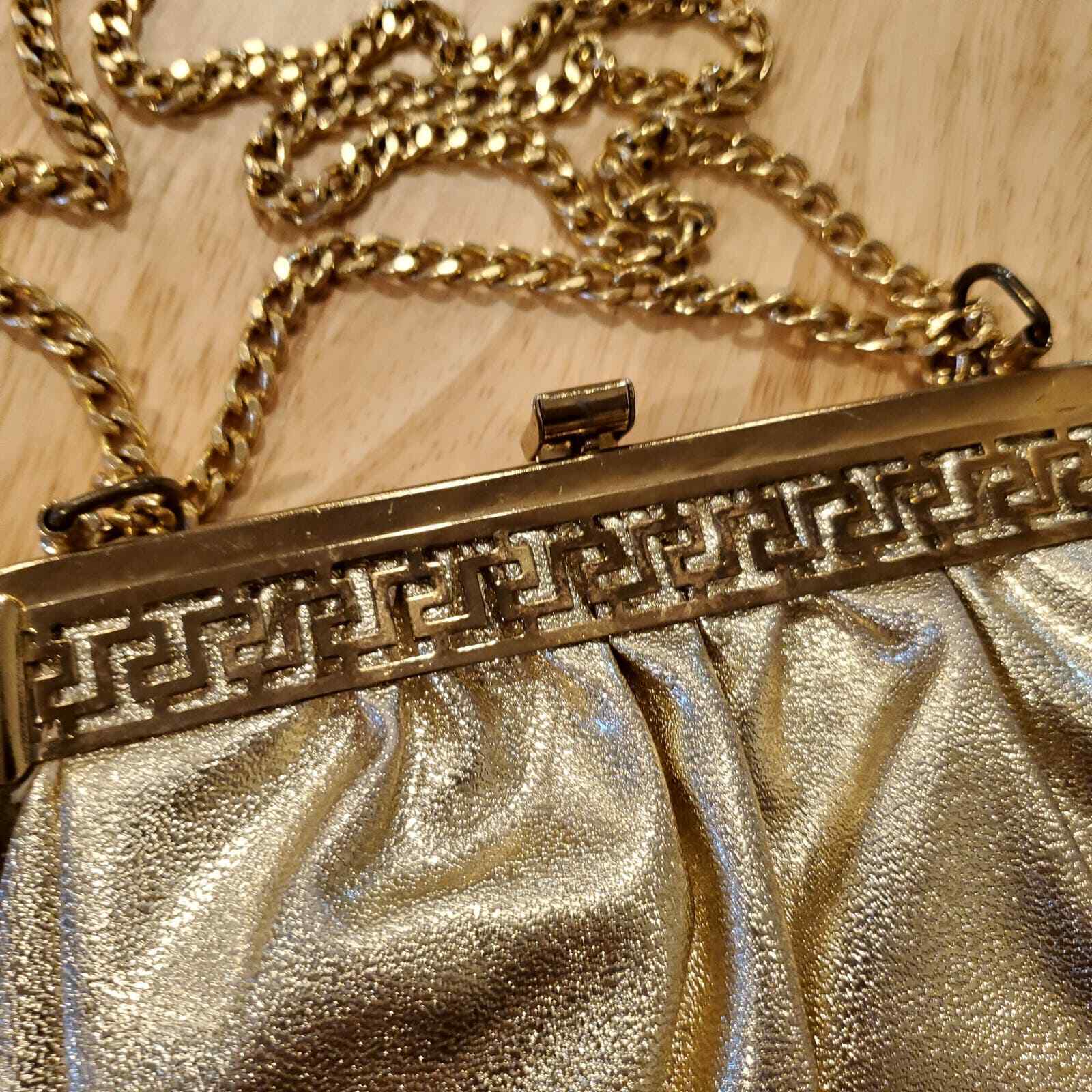 Vintage Gold Clasp Purse Chain Strap Attached Coin Purse