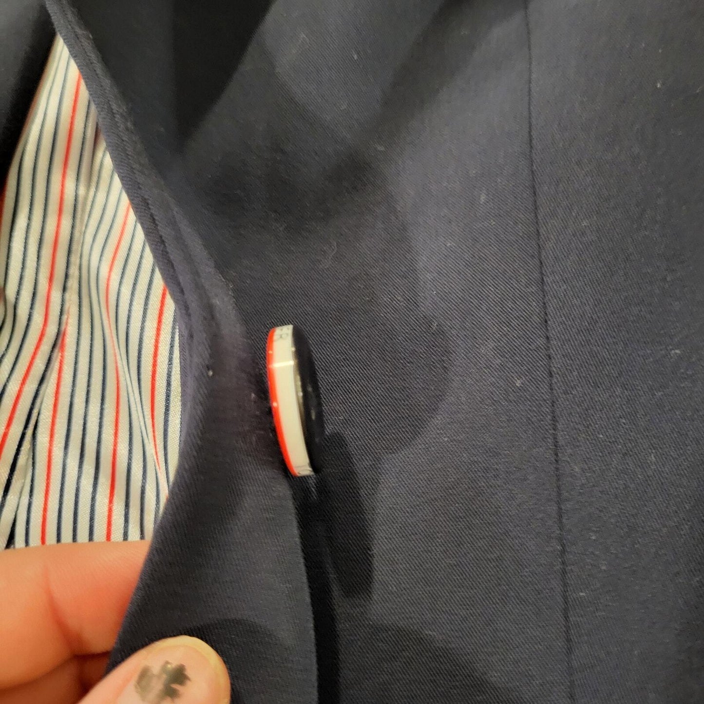 Tommy Hilfiger Size 10 Blue Blazer Satin Striped Lined Button & Gold Detail