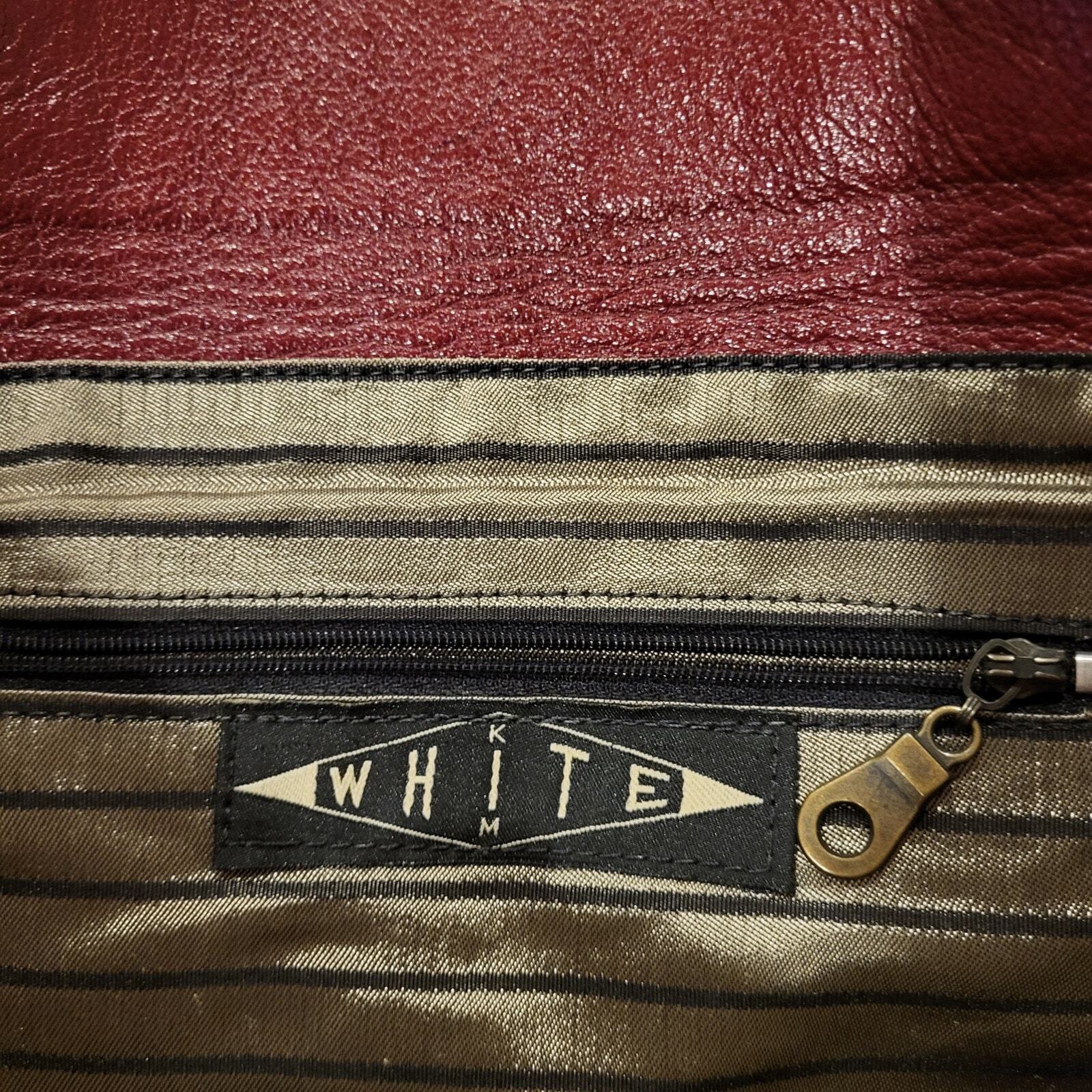 Vintage Burgandy Snake Leather Envelope Clutch Bag Silver Magnetic Bronz Stripe