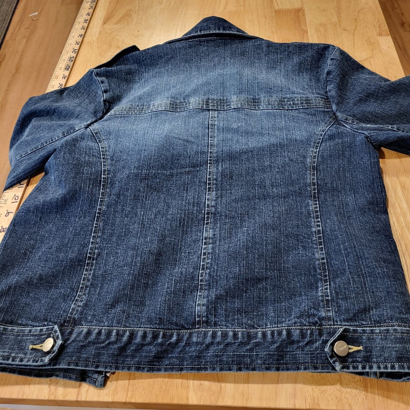 Kenzis Size 6 Denim Jacket Pockets zip Stretch 18" pit to pit