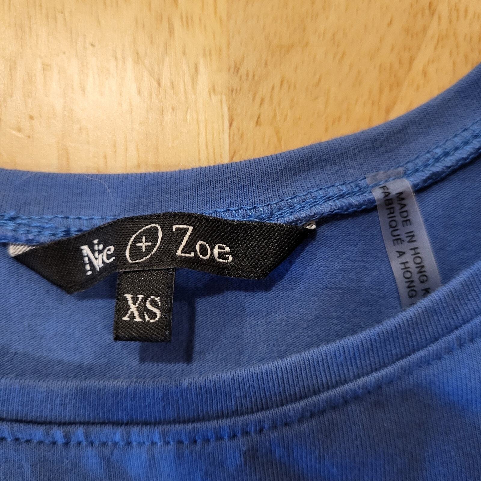 Nic+Zoe Blue Cotton Tank Top Stretch Knit cotton/spandex 14" p2p 21" long