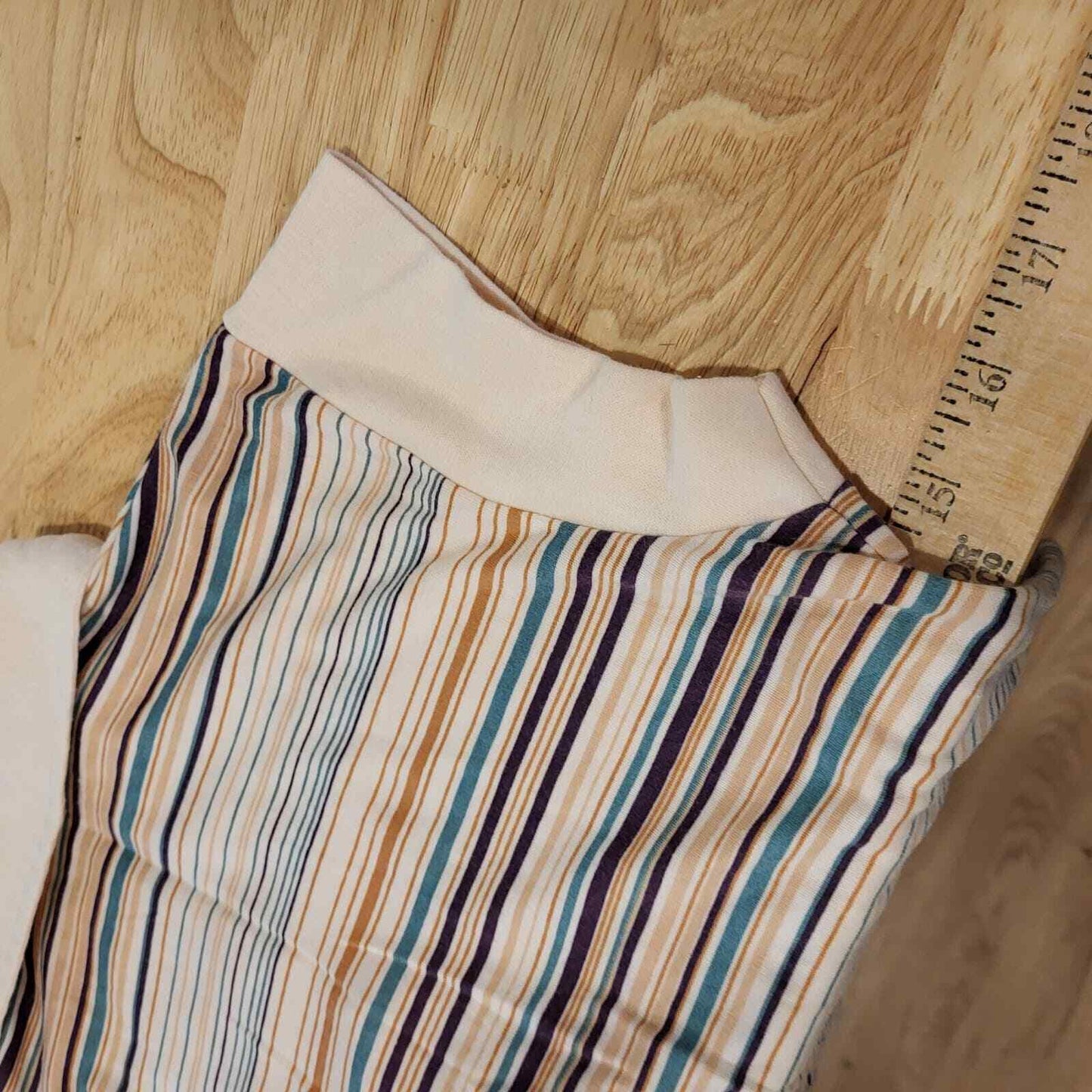 Vintage Pastel & Neutral Striped Collared Cap Sleeve Knit Top Button 