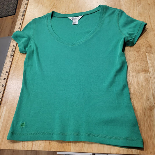 Lilly Pulitzer Green V-Neck T-Shirt 100% Pima Cotton XS