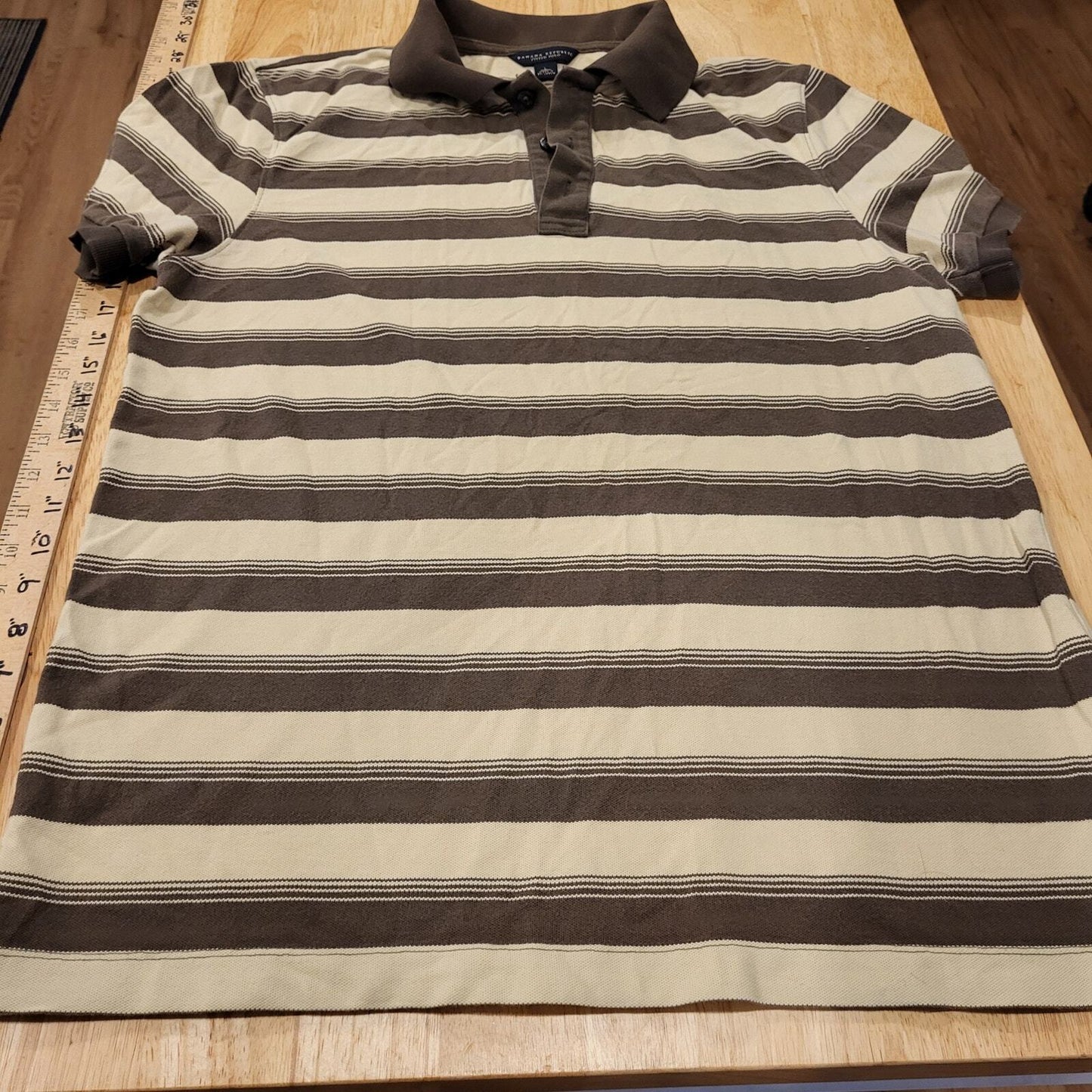 Large knit Banana Republic Polo brown and beige stripes 22" pit to pit