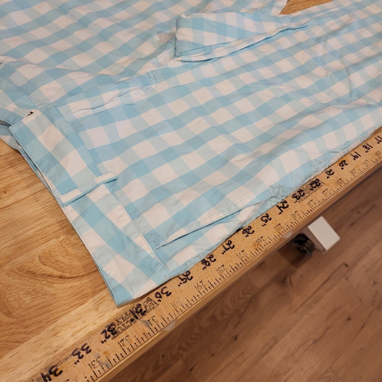 Lilly Pulitzer Blue gingham cropped pants zip pocket cotton straight size 6