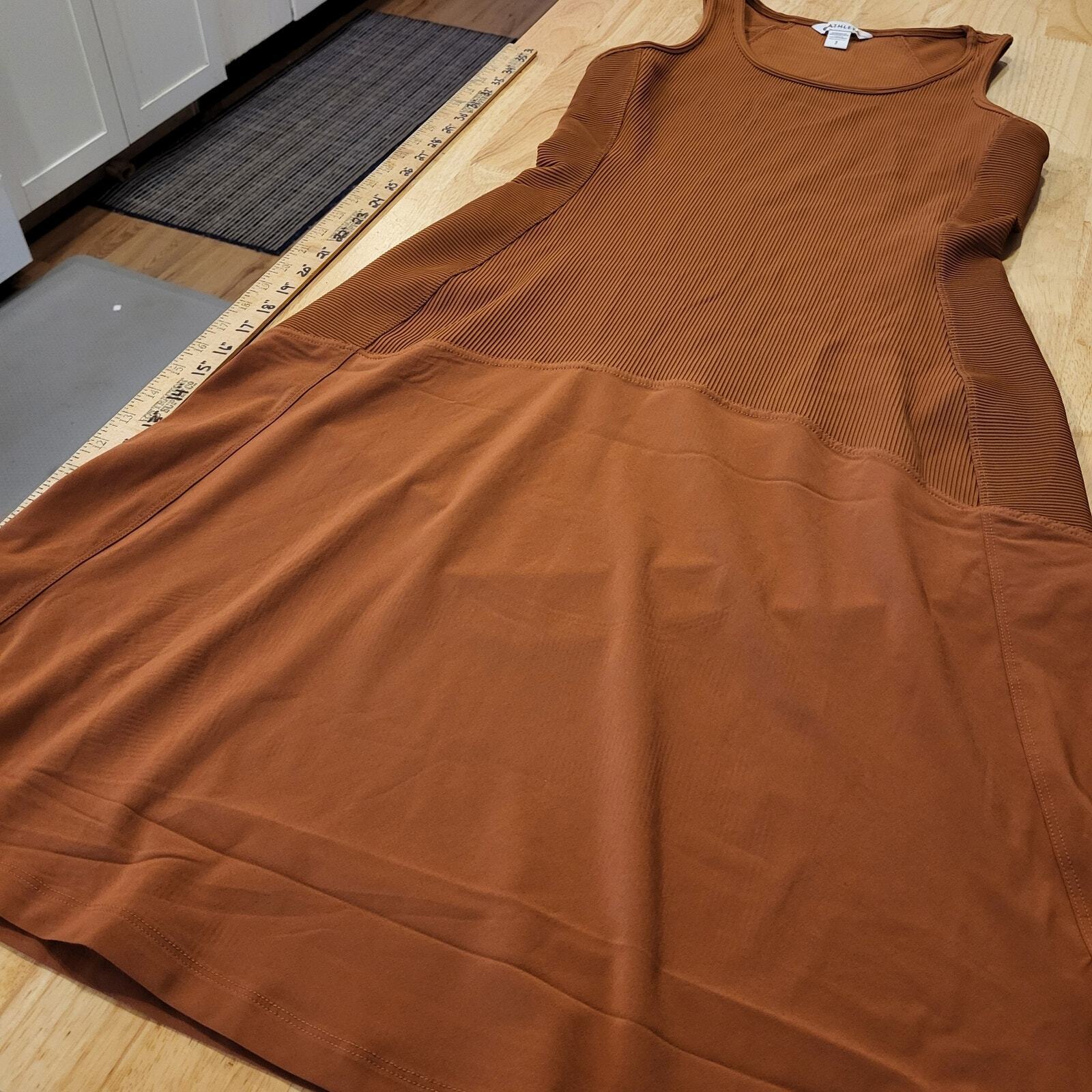 Brown Rust Ribbed Athleta Tank Dress Small 16" P2P 40" Long