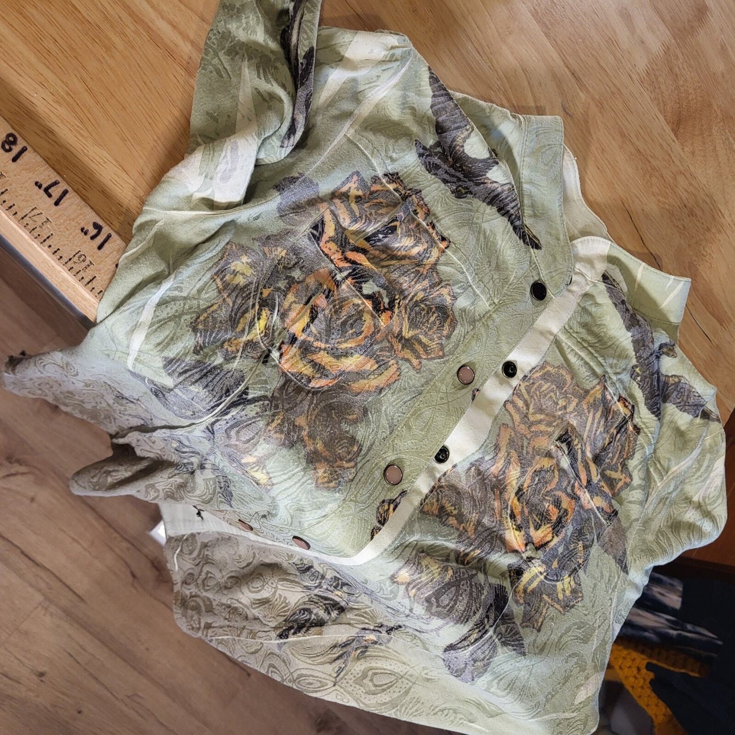 Butterfly Dropout Vintage Burnout Jersey Button Down Collared y2k Roses Birds 