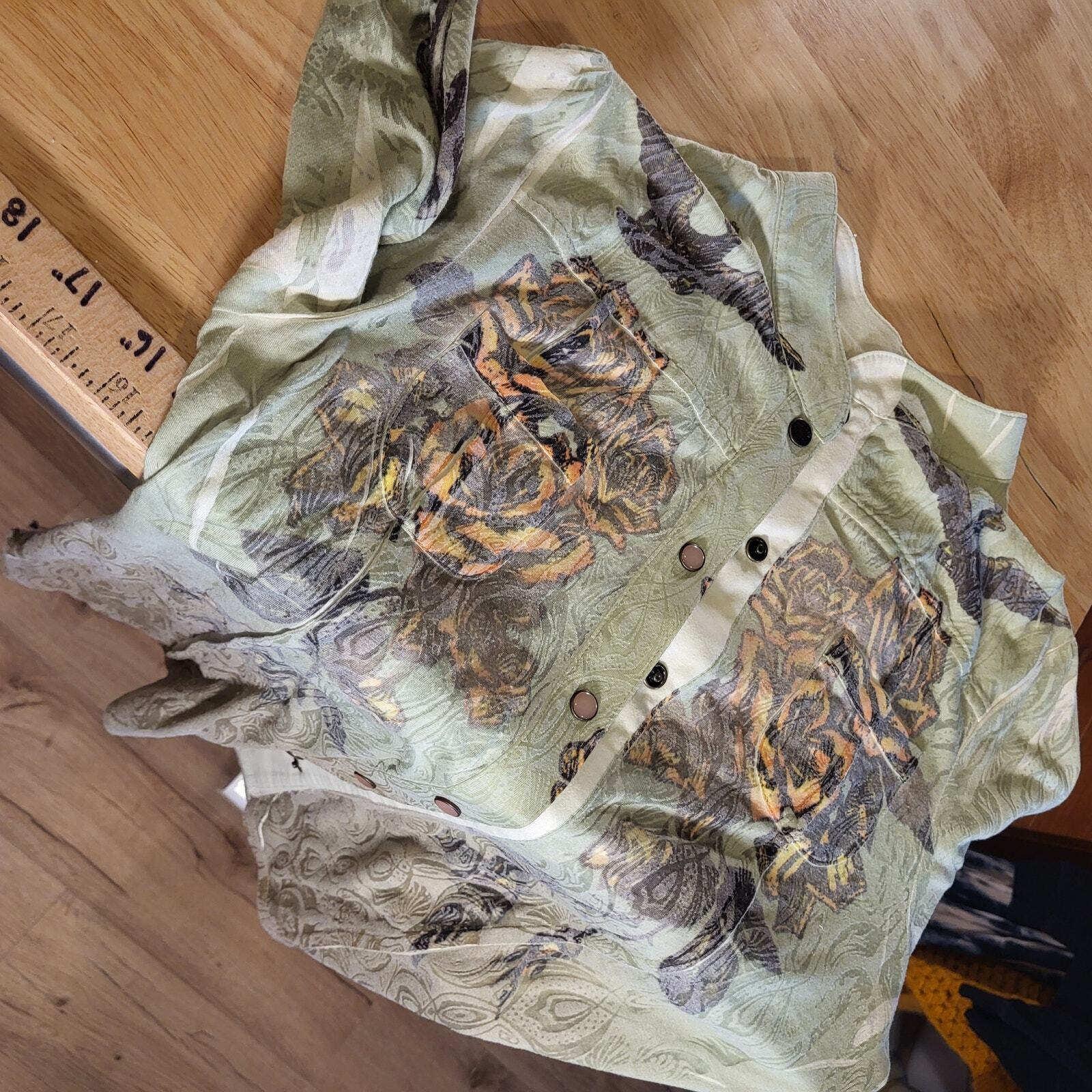 Butterfly Dropout Vintage Burnout Jersey Button Down Collared y2k Roses Birds 