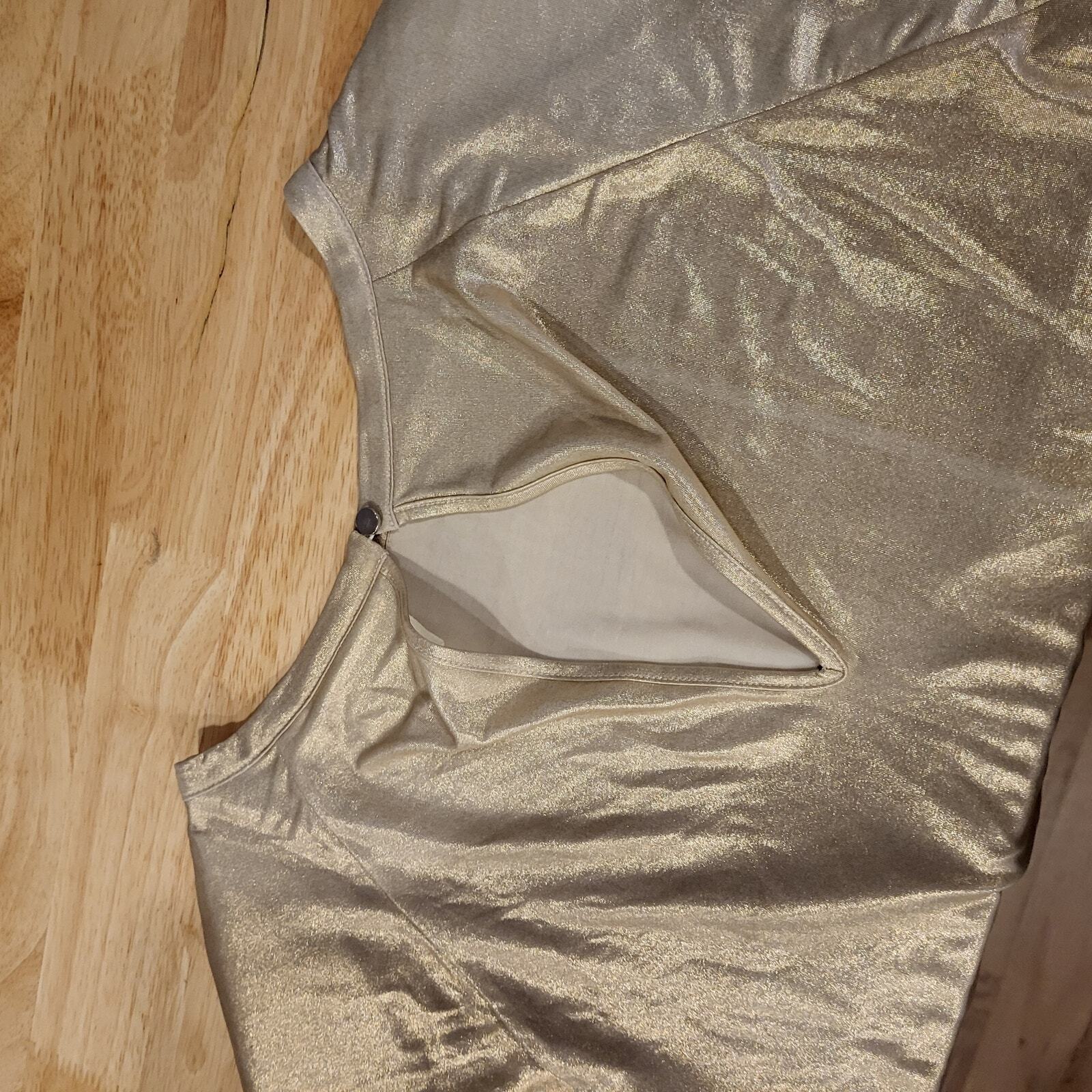 Anthropologie Maeve Gold Shiny shimmery batwing Blouse XS 19" P2P doleman sleeve