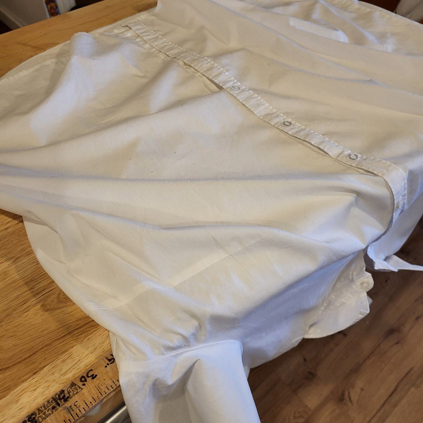 White Cotton Woman Within Flowey Collared Button Down 29" P2P