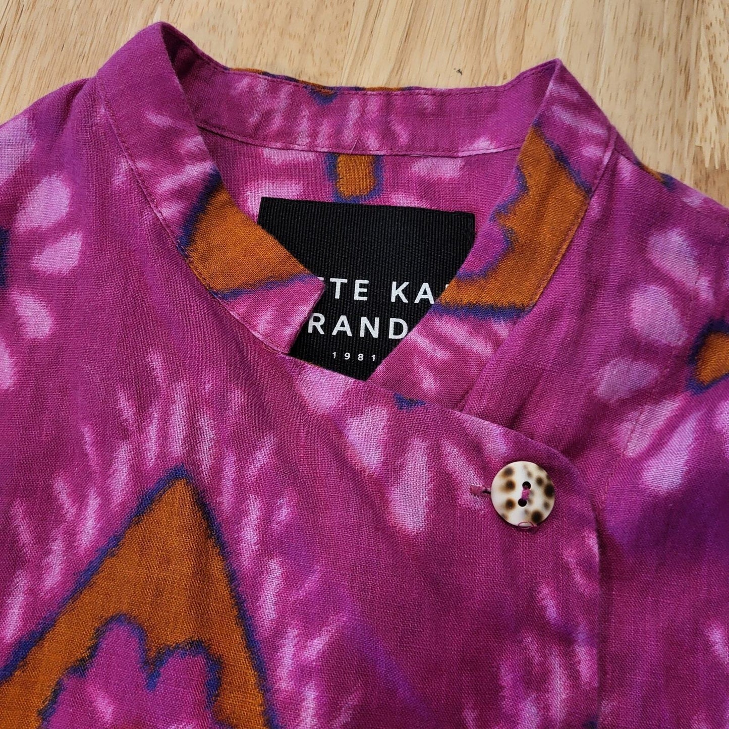 Bitte Kai Rand Batik Dyed Pink Double Breasted Button Blouse 18" Pit 2 PIT Small